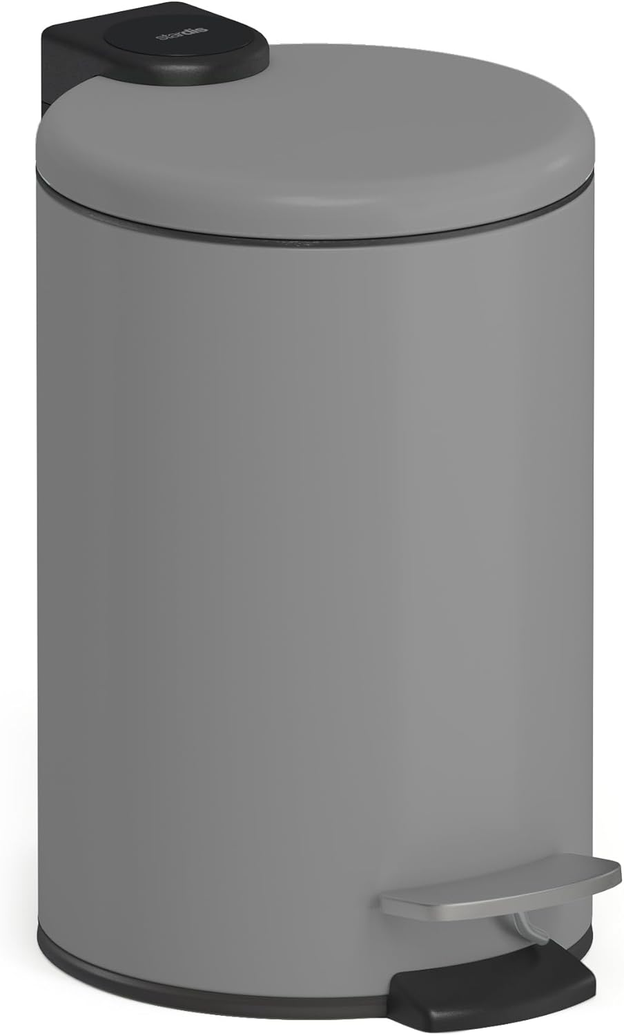 Stardis 3 Litre Pedal Bin Stainless Steel Dark Grey Matt with Soft-Close Mechanism, Folding Lid, Quiet Closing Soft Close with Inner Bucket, Cosmetic Bin, Waste
