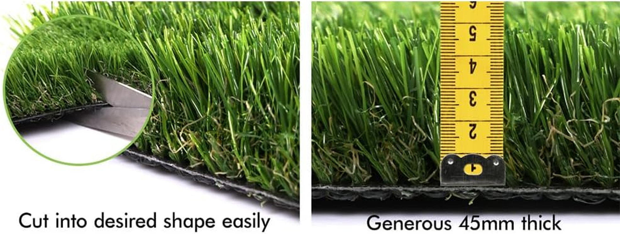 OTANIC Artificial Grass 10 SQM Roll 1X10M Synthetic Turf Gloss Finished 45Mm Pile Height with Drainage Fake Yarn Lawn Plant Rug 4-Tone Green Colour for Garden Outdoor Indoor Backyard image number 6