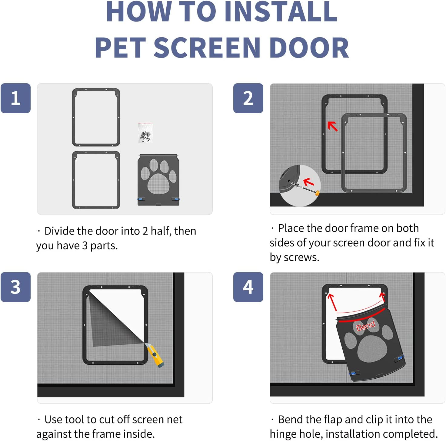 Petleso Dog Door Screen - Lockable Pet Door for Screen Pet Door for Small Dogs Cats - Small (Inside - 8.25"&times;10.5") image number 5