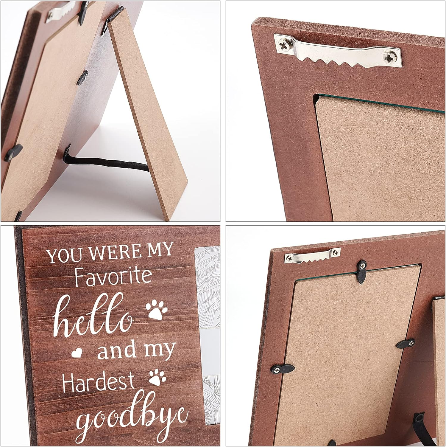 FINGERINSPIRE 15X10Cm Picture Frame Pet Memorial Picture Frame with Paw Prints Saddle Brown Wood Photo Frame Rectangle Frame with You Were My Favorite Hello and My Hardest Goodbye Words image number 5
