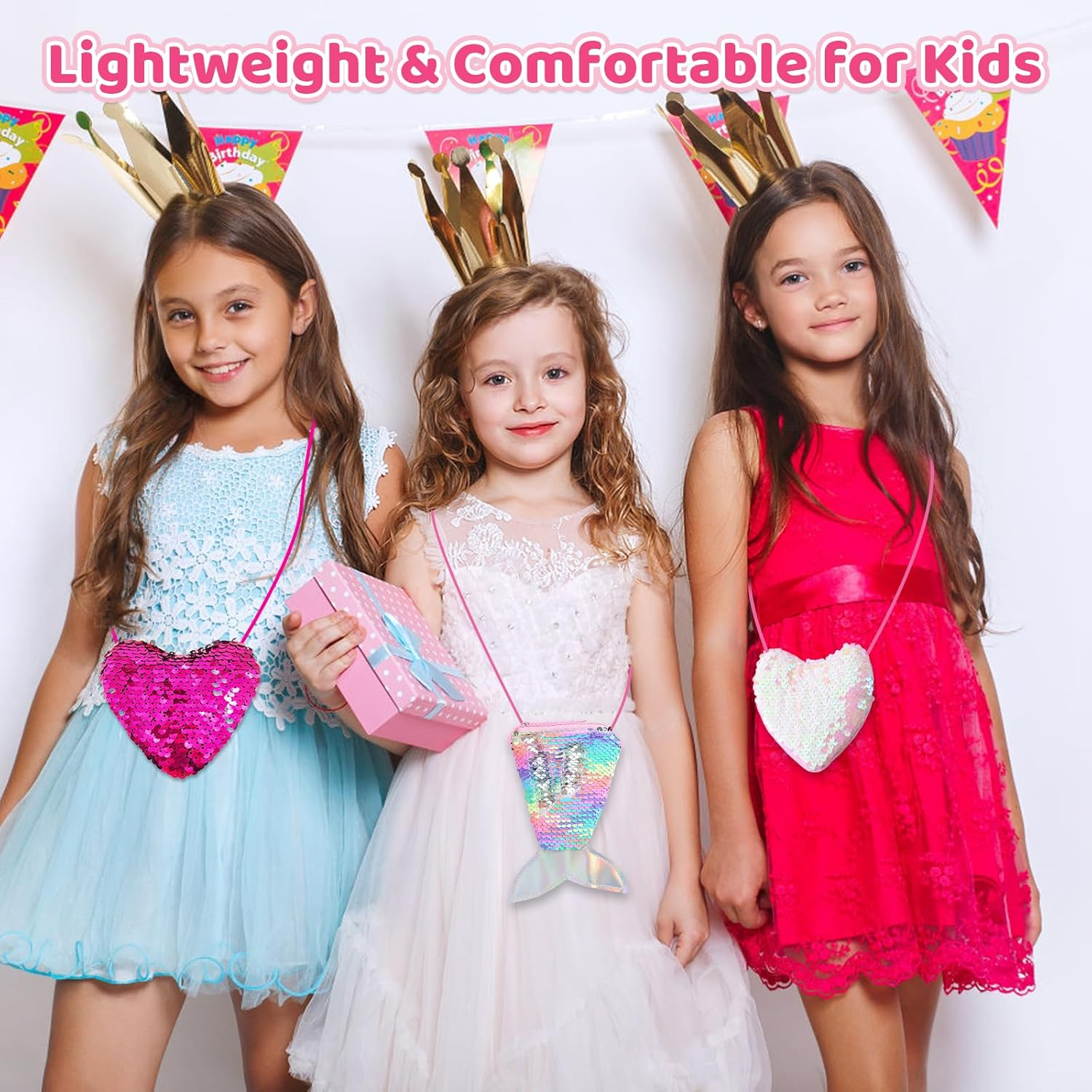 Glowberry 12 Pack Mini Mermaid & Heart Purse for Girls, Zipper Mini Pouch, Party Favours for Kids, Lolly Bag Fillers, Small Bulk Wallets for Birthday Goodie Bags, Classroom Rewards, School Gifts image number 6