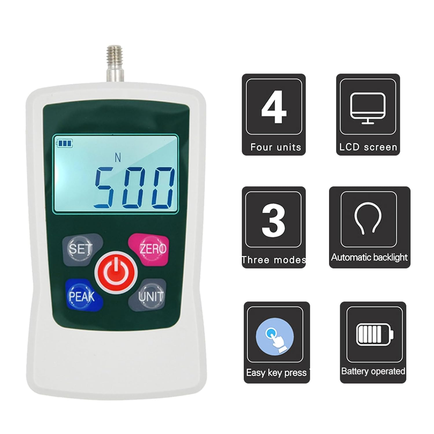 Digital Force Push Pull Meter 500N Portable Handheld Backlit Screen Auto Shutdown with Measurement image number 4