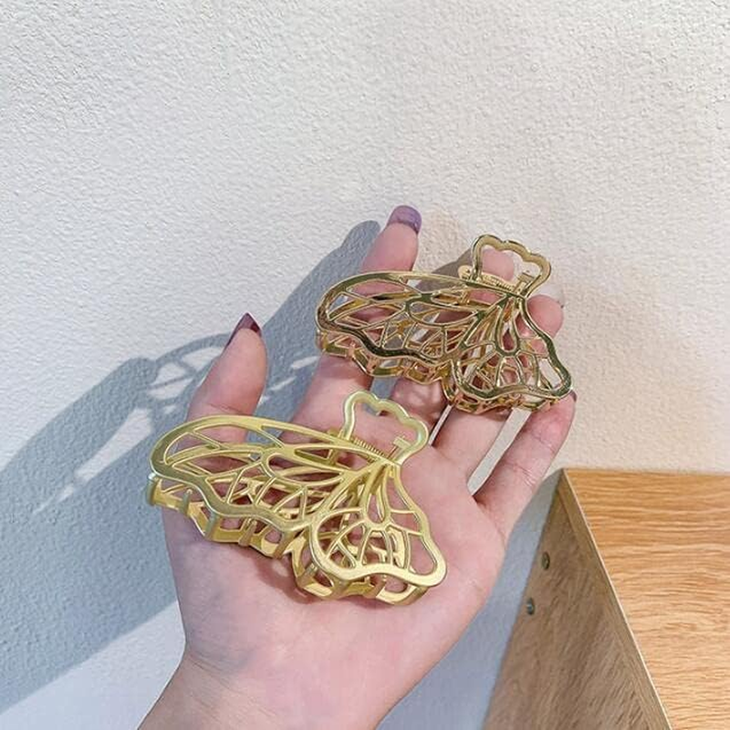 KOMUNJ Pack of 3 Metal Hair Clips, Large Butterfly Claw Clips, Metal Large Hair Clips, Large Hair Clip for Women and Girls (Golden/Rose Gold/Silver) image number 2
