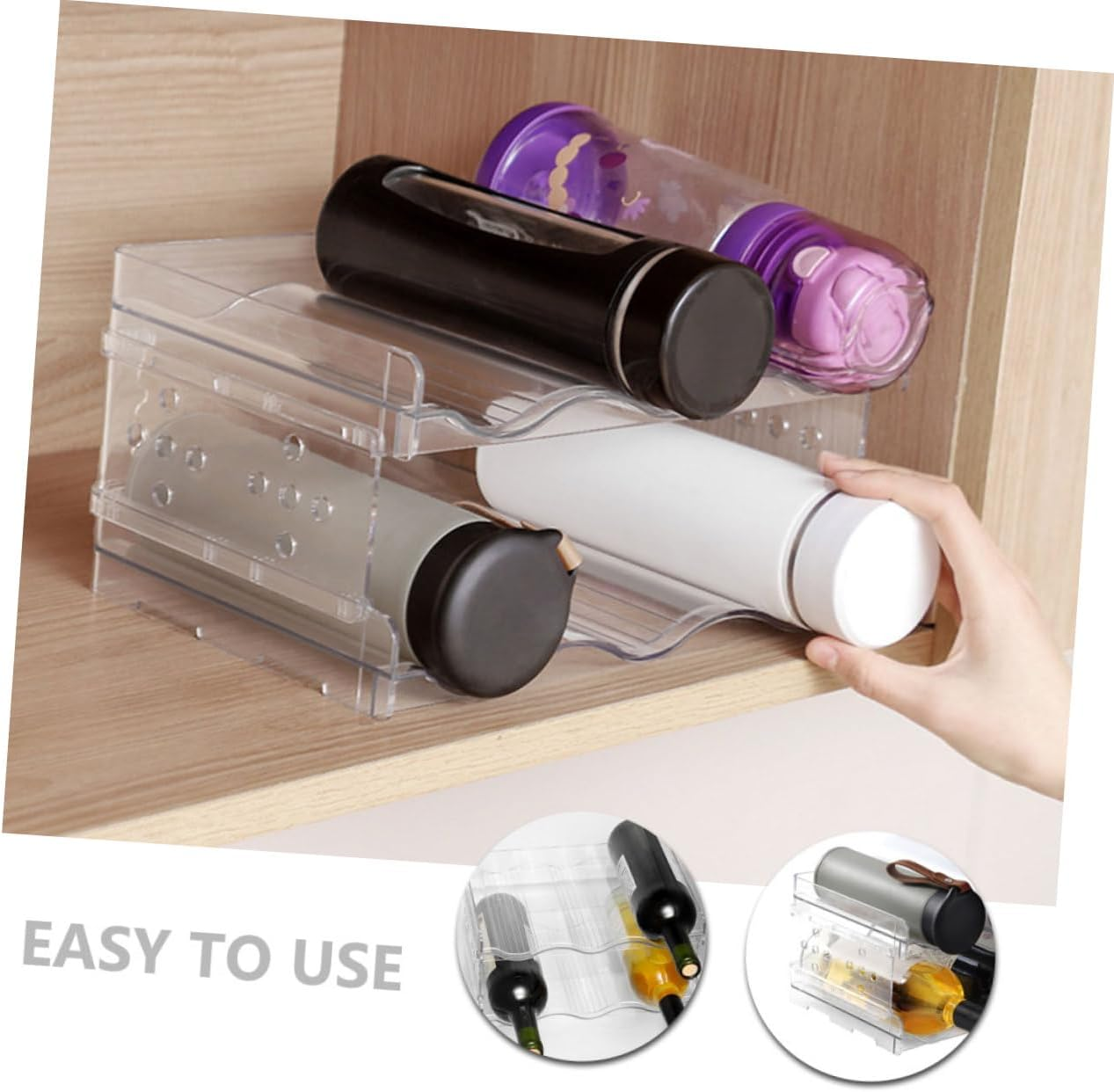 Mikinona Water Bottle Shelf Rack Wine Organizer Wine Storage Rack Stackable Easy to Assemble for Home and Bar