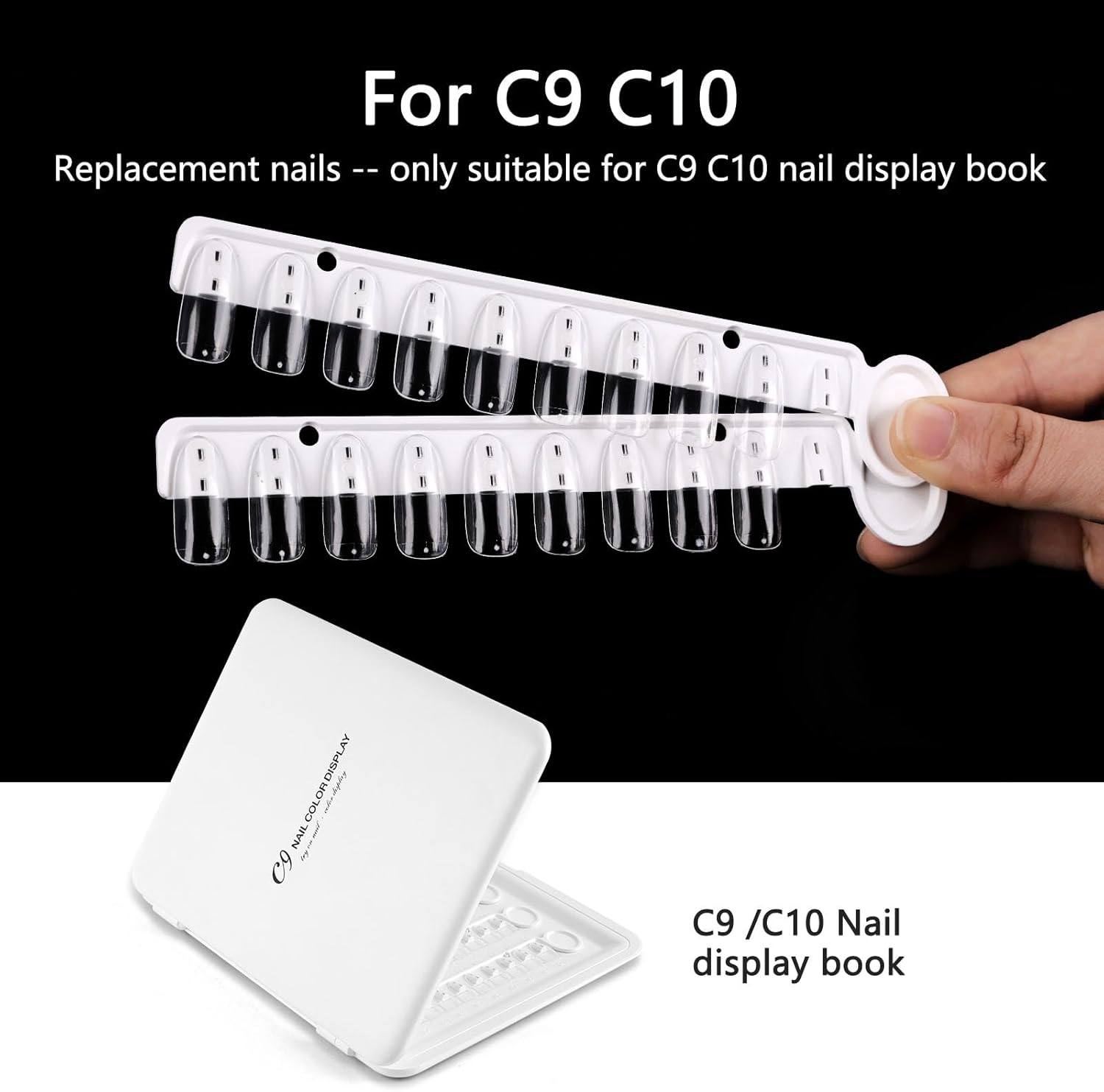 150 Pcs Clear Replacement Nail Tips for C9 C10 Nail Color Display Swatch Book (Transparent) image number 6