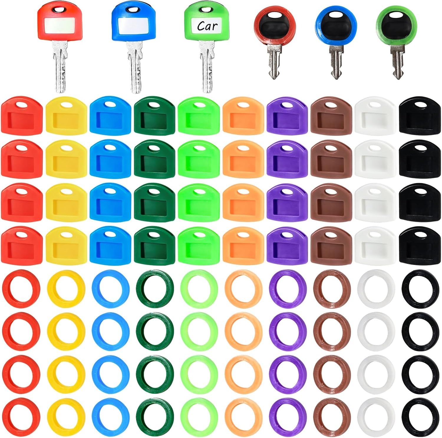 80 Pcs Color Key Covers Set,Key Caps Tags Covers, Plastic Key Cover for Key Identifier Tag Cover (2 Styles)