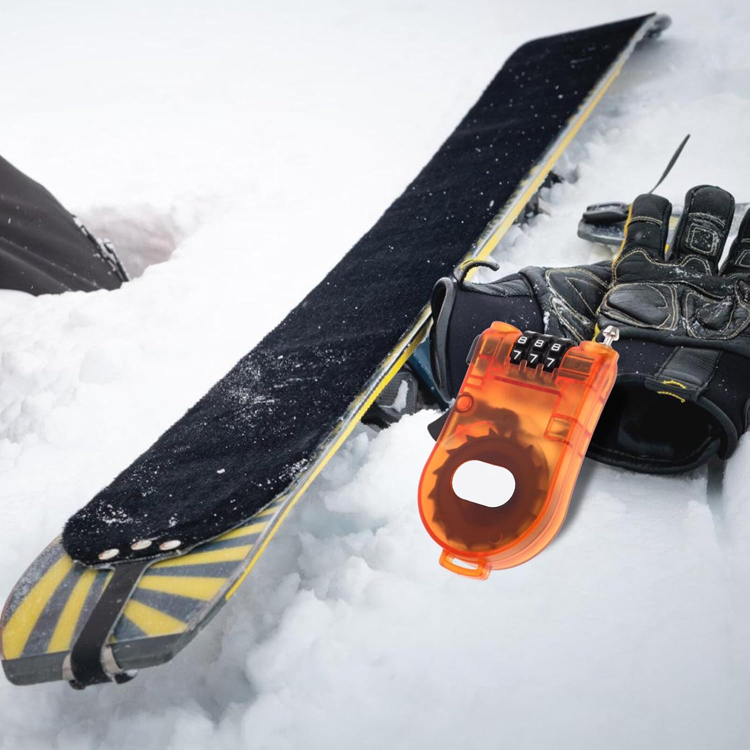 SUPVOX Snowboard Lock Cable Lock 3-Digits Combination Lock with Retractable Cable Bike Lock Luggage Lock for Bike Ski Snowboard and Stroller Orange