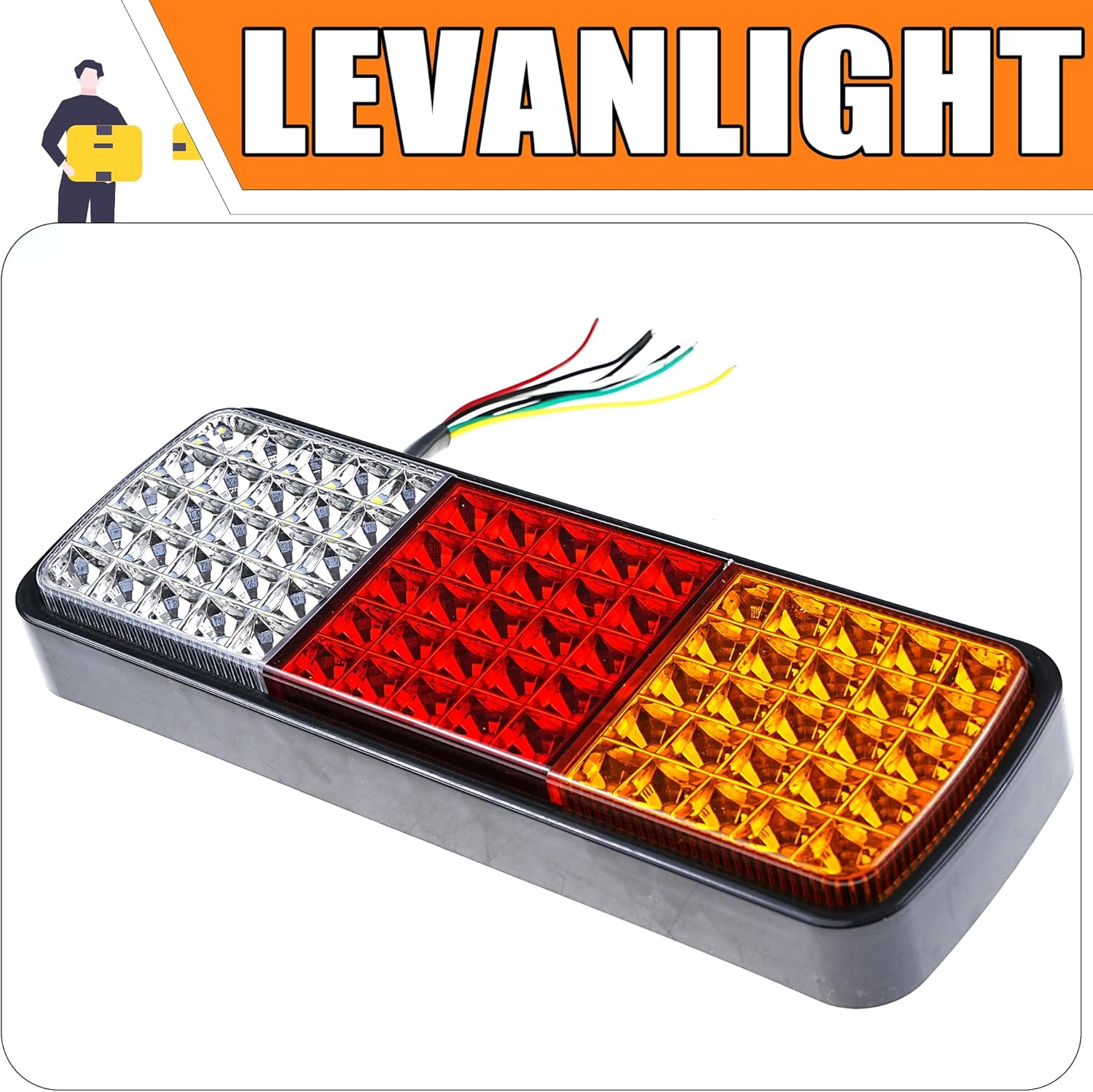 LEVANLIGHT 2Pcs 75 LED Tail Lights Stop Reverse Indicator Heavy Duty Tail Lights Stop, Brake, Reverse & Turn Signals for Ute, Trailer, Caravan, Truck, Boat (12V Waterproof, Easy Install) image number 3