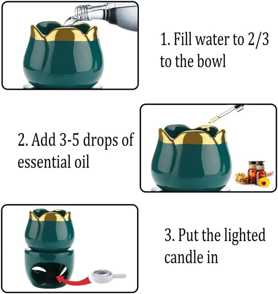 Sculpture Statue Antiques Collectables，Wax Melt Burners Essential Oil Burner, Aromatherapy Aroma Burner Ceramic Diffuser Wax Burner Home Bedroom Decor Christmas Housewarming Gift,C (Color : A) image number 2