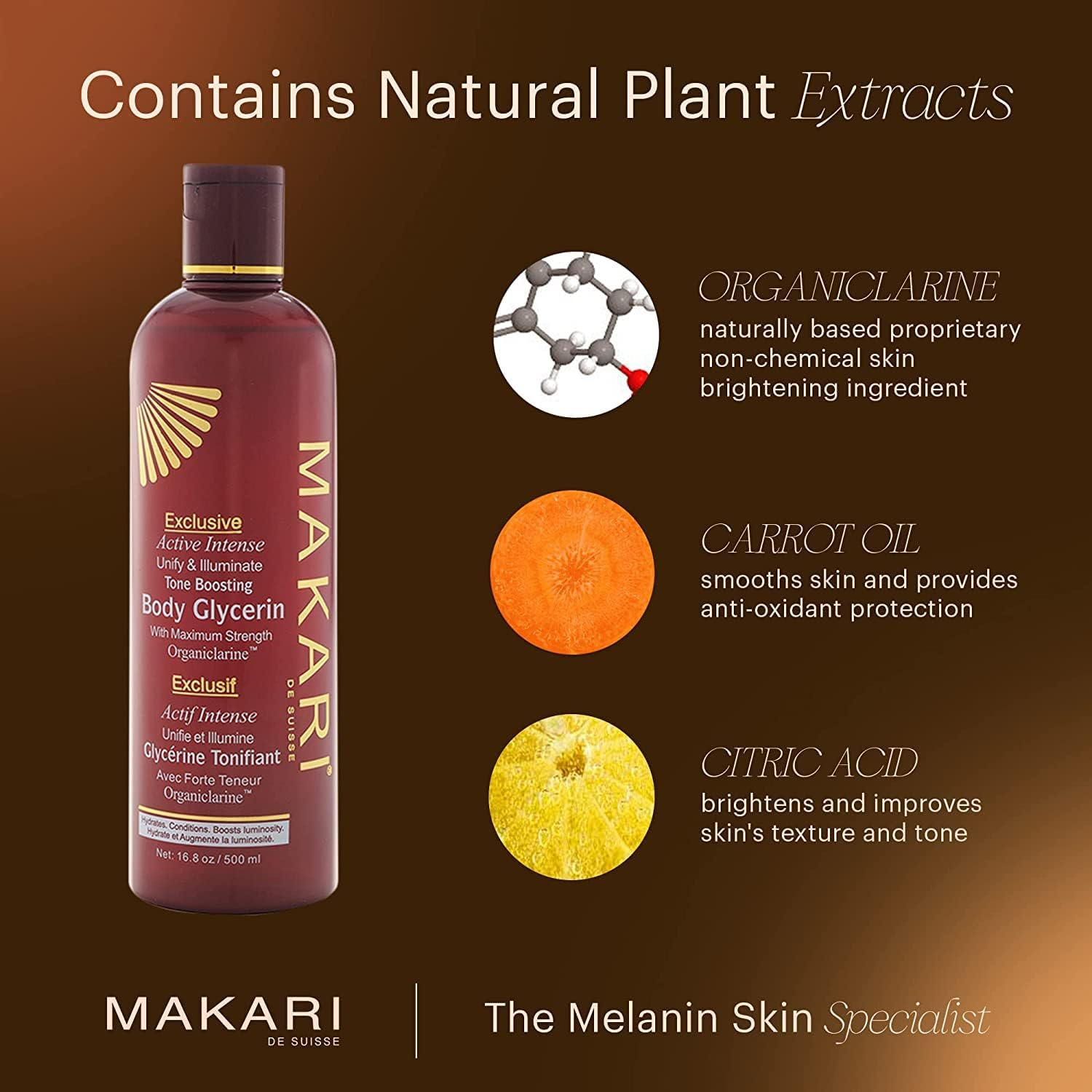 Makari Exclusive Tone Boosting Body Glycerin - Glycerin for Skin with Vitamin a and E - Skin Care to Fade Discolorations - Locks in Moisture - 16.8 Oz image number 4