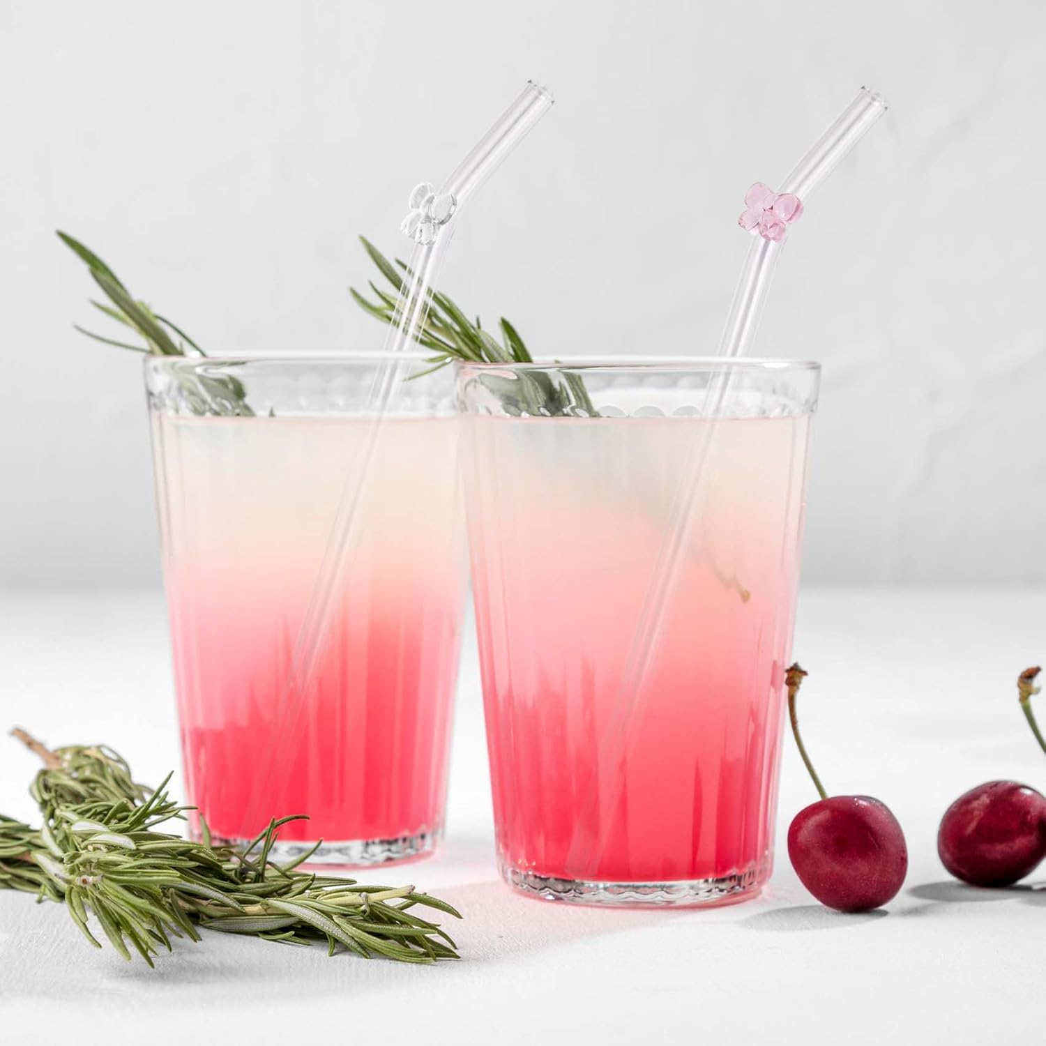 DUMING-IN 6 Pcs Reusable Glass Straws with 2 Cleaning Brushes, Cute Colorful Bow Glass Straws Shatter Resistant, Reusable Straw Dishwasher Safe for Juices, Smoothies, Milkshakes, Teas - Colorful image number 2