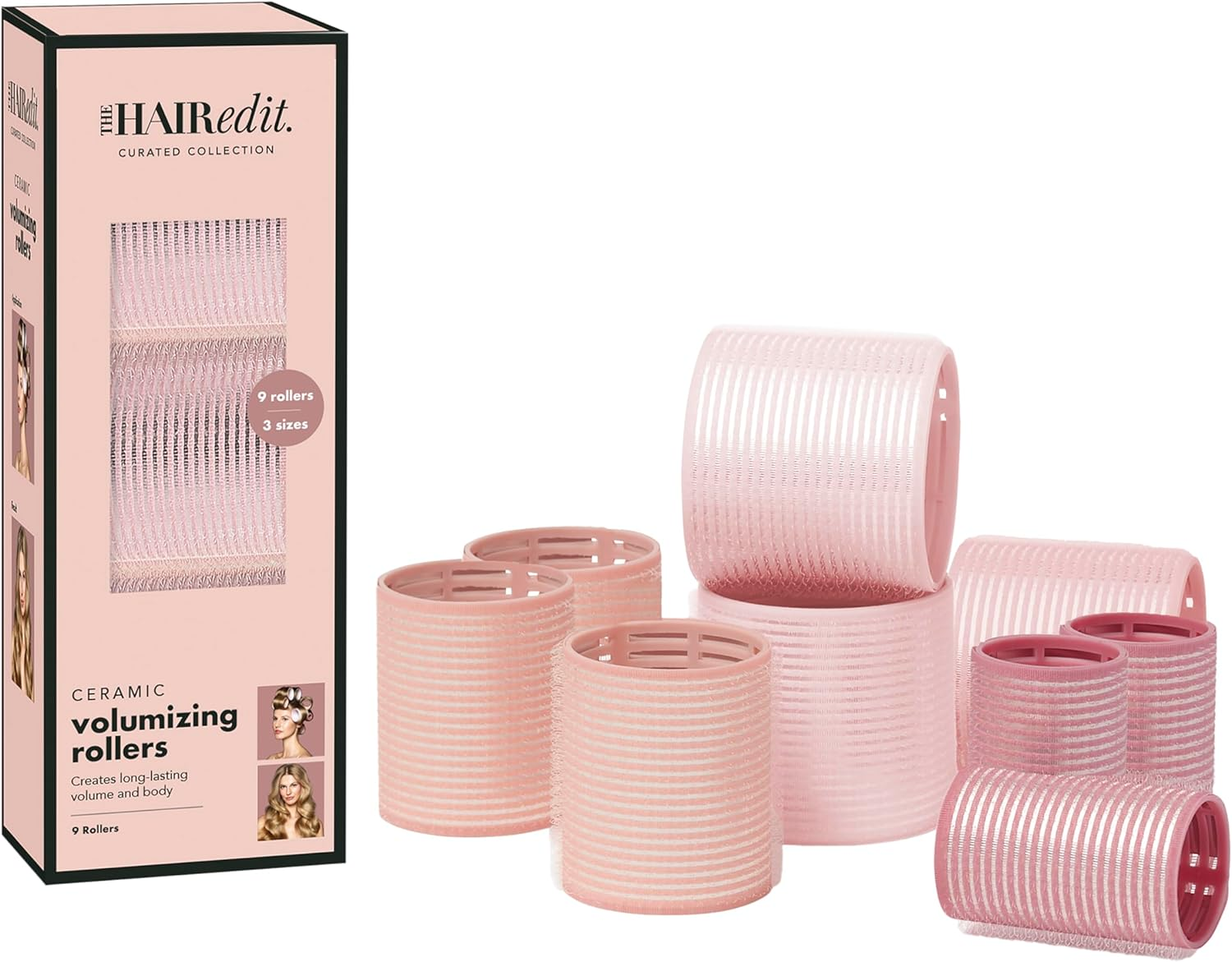 The Hair Edit Ceramic Core Hair Rollers for Salon-Quality Volume Professional Grade Thermal Rollers, Heat or No-Heat Styling, Soft Waves & Bouncy Blowouts, Root Lift, Long-Lasting Shine 9 Pack image number 2