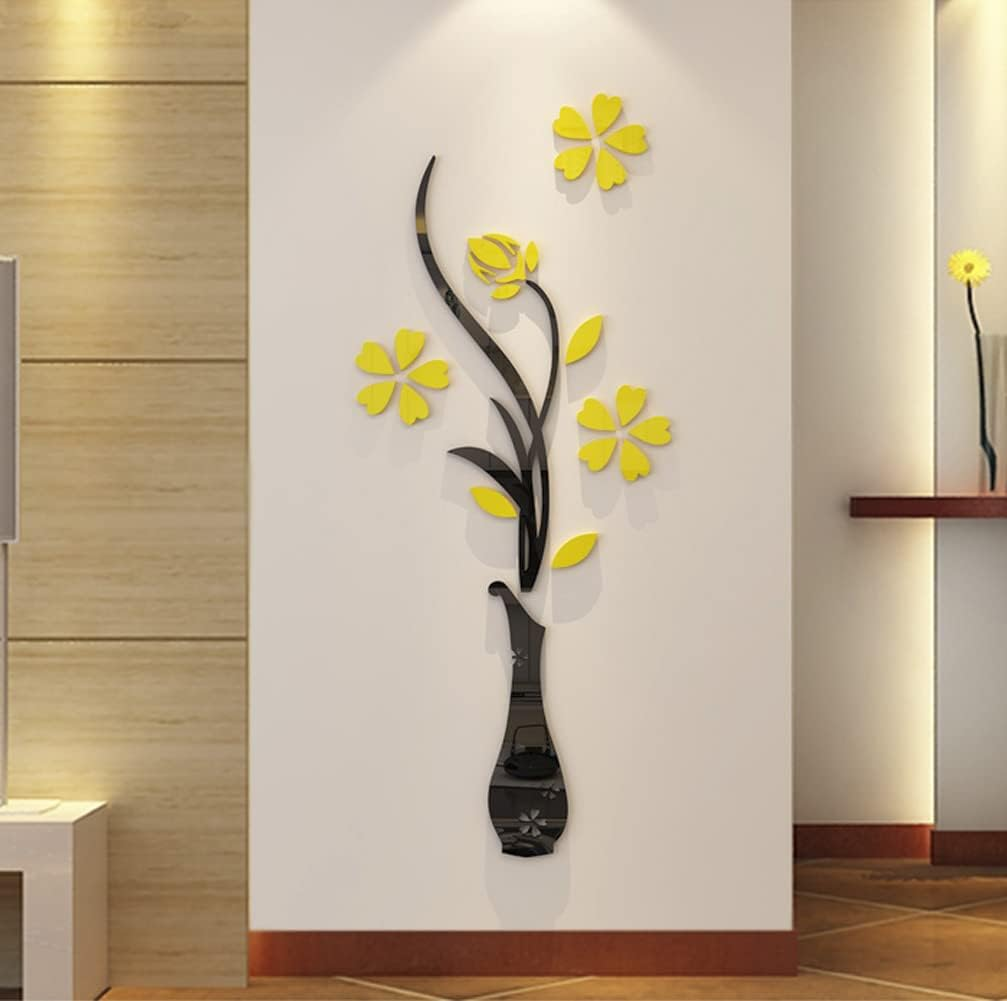 3D Vase Wall Mural for Living Room, Bedroom, Sofa Backdrop, TV Wall, Originality Stickers, DIY Wall Decal, Wall Decorations (Red, 47 X 18 Inches)