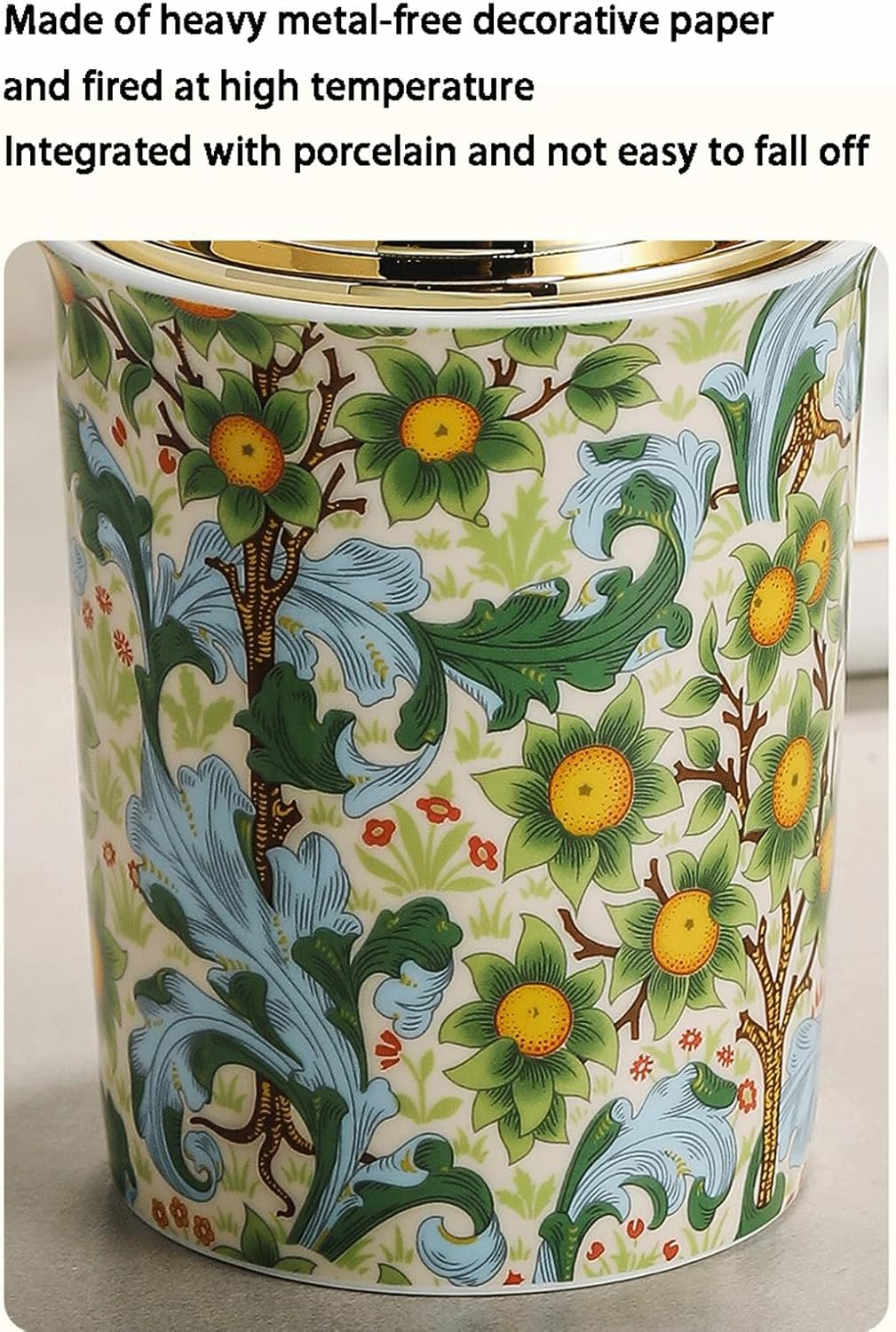 Countertop Soap Dispensers Foam Soap Dispenser with Gold Pump Vintage Ceramic Foaming Pump Bottle for Bathroom Refillable Hand Soap Foam Dispenser for Kitchen Liquid Hand Soap Dispenser image number 4