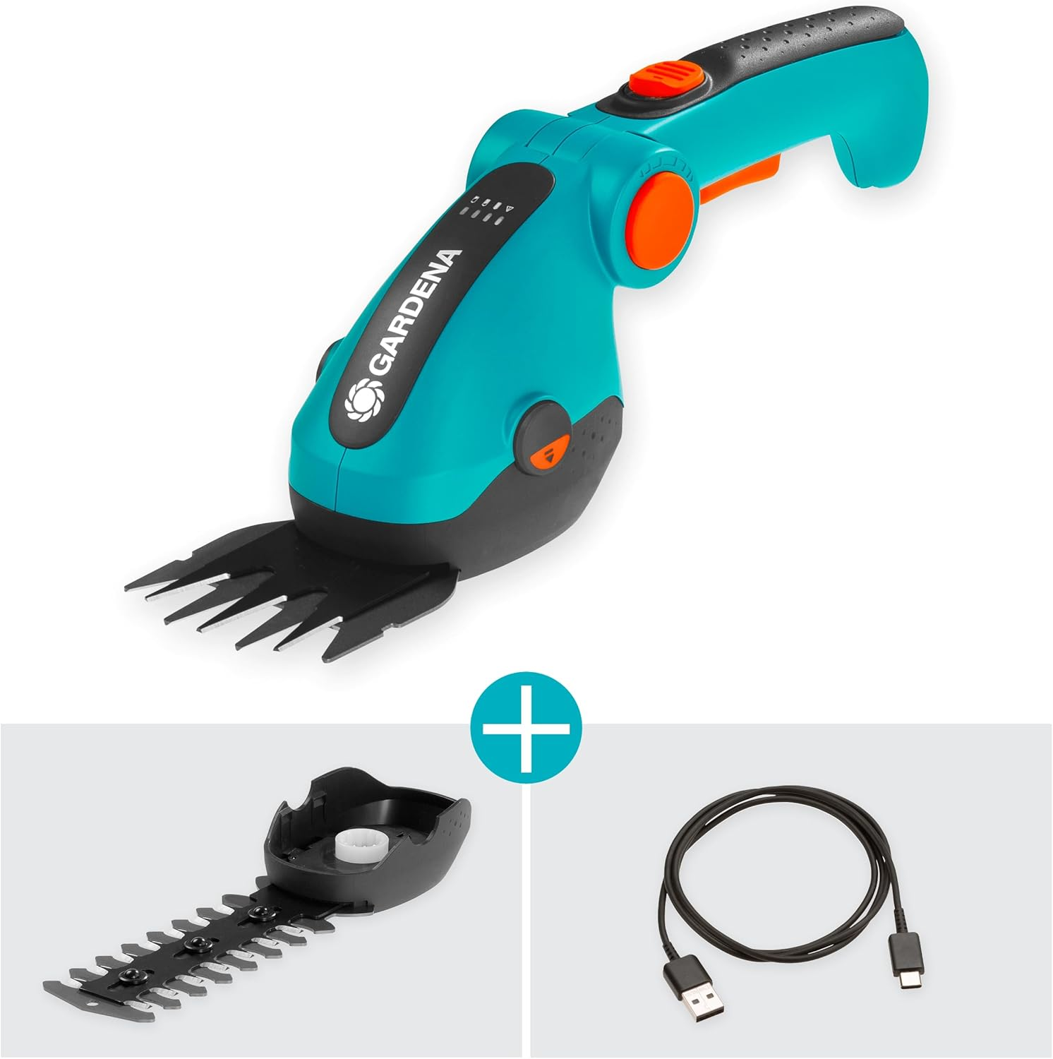 Gardena Set Forbici a Batteria per Erba E Siepi Comfortcut Li: Forbici per Prato E per Siepi, Impugnatura Comoda Inclinabile Con Indicatore a LED, Cambio Lama Senza Utensili (9888-20) image number 1