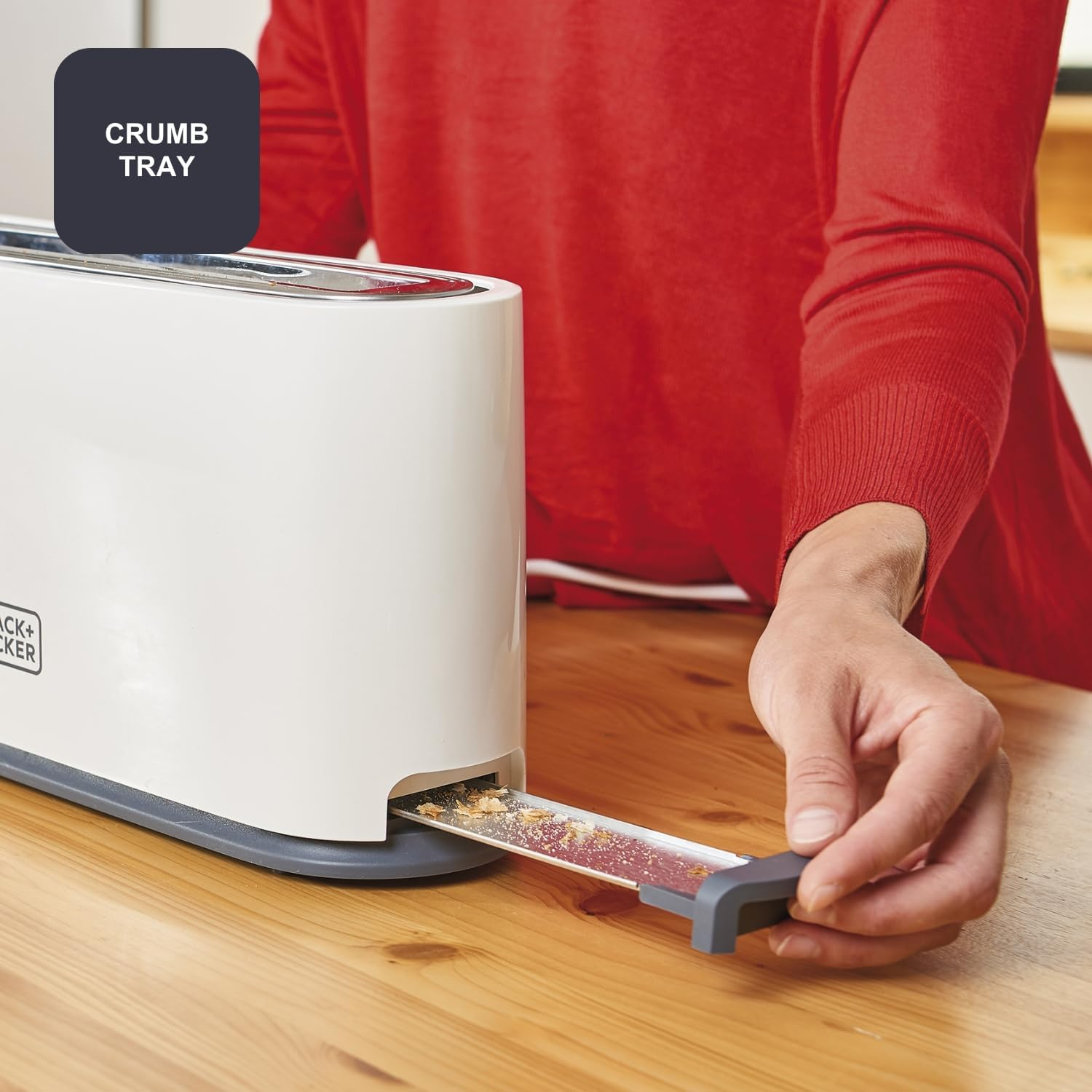 Black+Decker BXTO1001E - Toaster 1,000 W, Toaster with Extra Large Slot, 7 Toast Levels, High Lift Function and Stop Function, Cable Storage, White image number 4