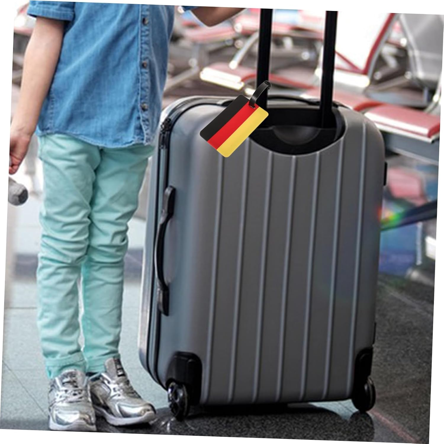 CATIEBYE 2Pcs German Flag Luggage Tags Travel Identifiers for Suitcases Lightweight Baggage Tags for Travel Enthusiasts and Easy Identification