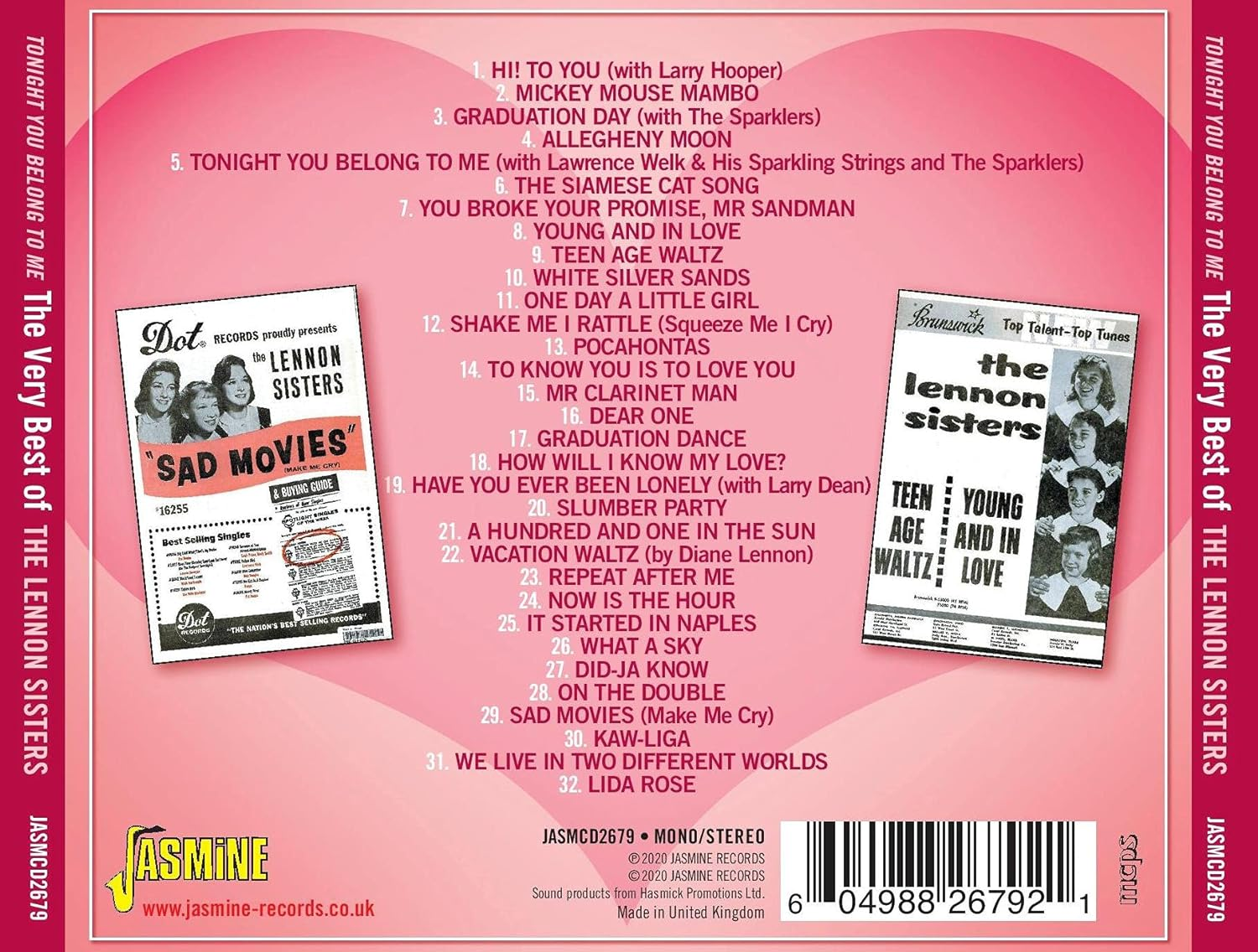 Very Best of the Lennon Sisters: Tonight You Belong to Me 1956-1962 - Original Recordings Remastered