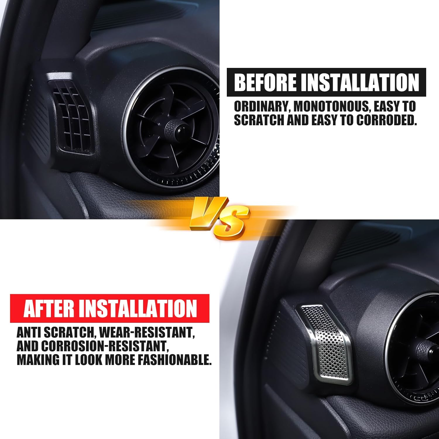 Dashboard Side Vent Mesh Covers Compatible with Toyota Land Cruiser Prado 250 2024-2025 Accessories | Stainless Steel Side Air Conditioner Dust Guards | 2PC Set (Sliver) image number 2