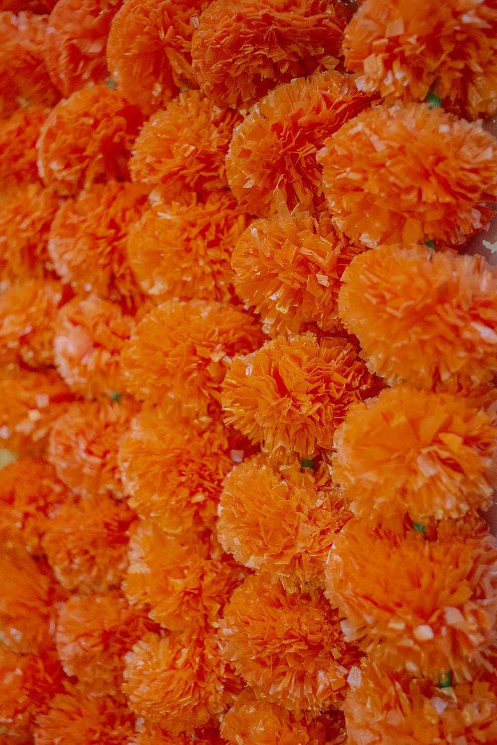 5 PC - 5 Feet Marigold Garland |Indian/American Wedding Party Mantle Decoration, Faux Garlands Wedding Garland, Diwali Decoration, Spring Bush Floral! (Dark Orange) image number 5