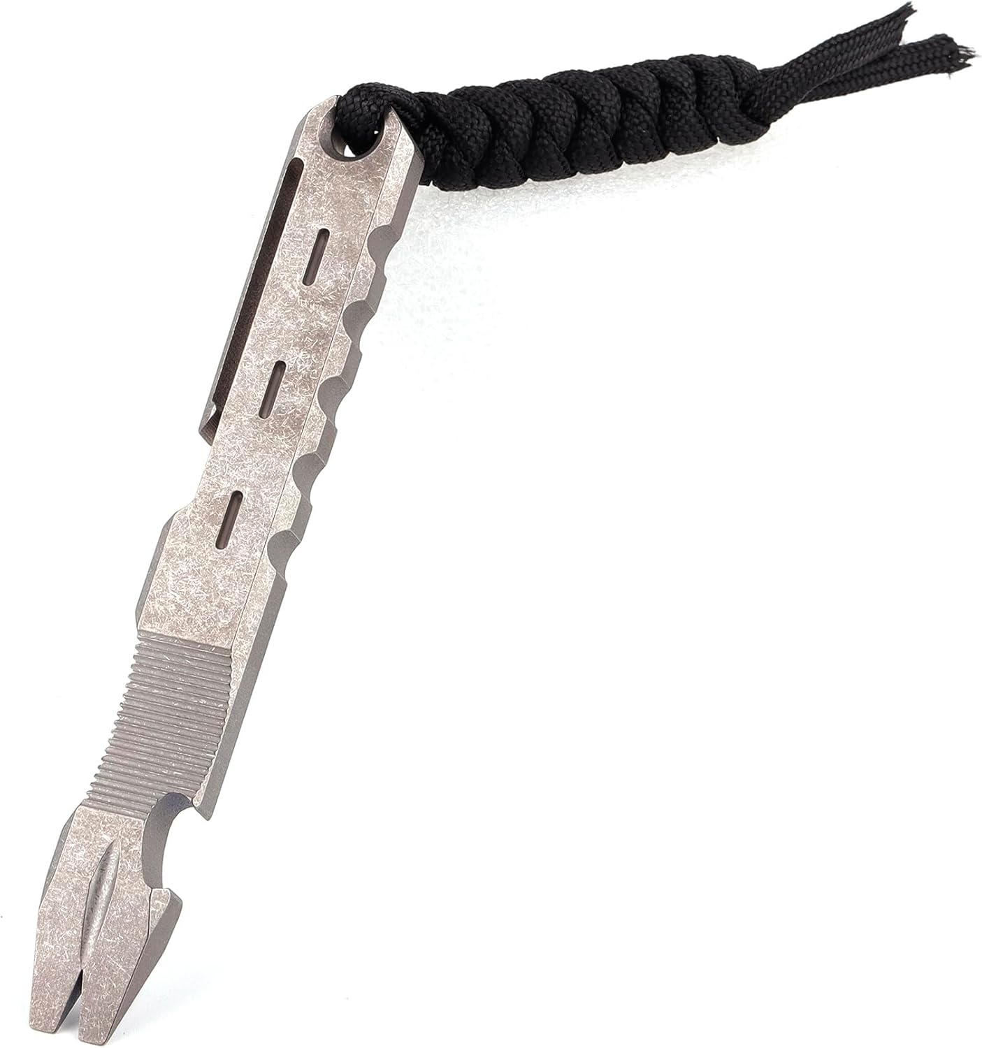 Hamans Titanium EDC Pry Bar with Nail Puller Bottle Opener Function with Pocket Clip EDC Tool (Grey)