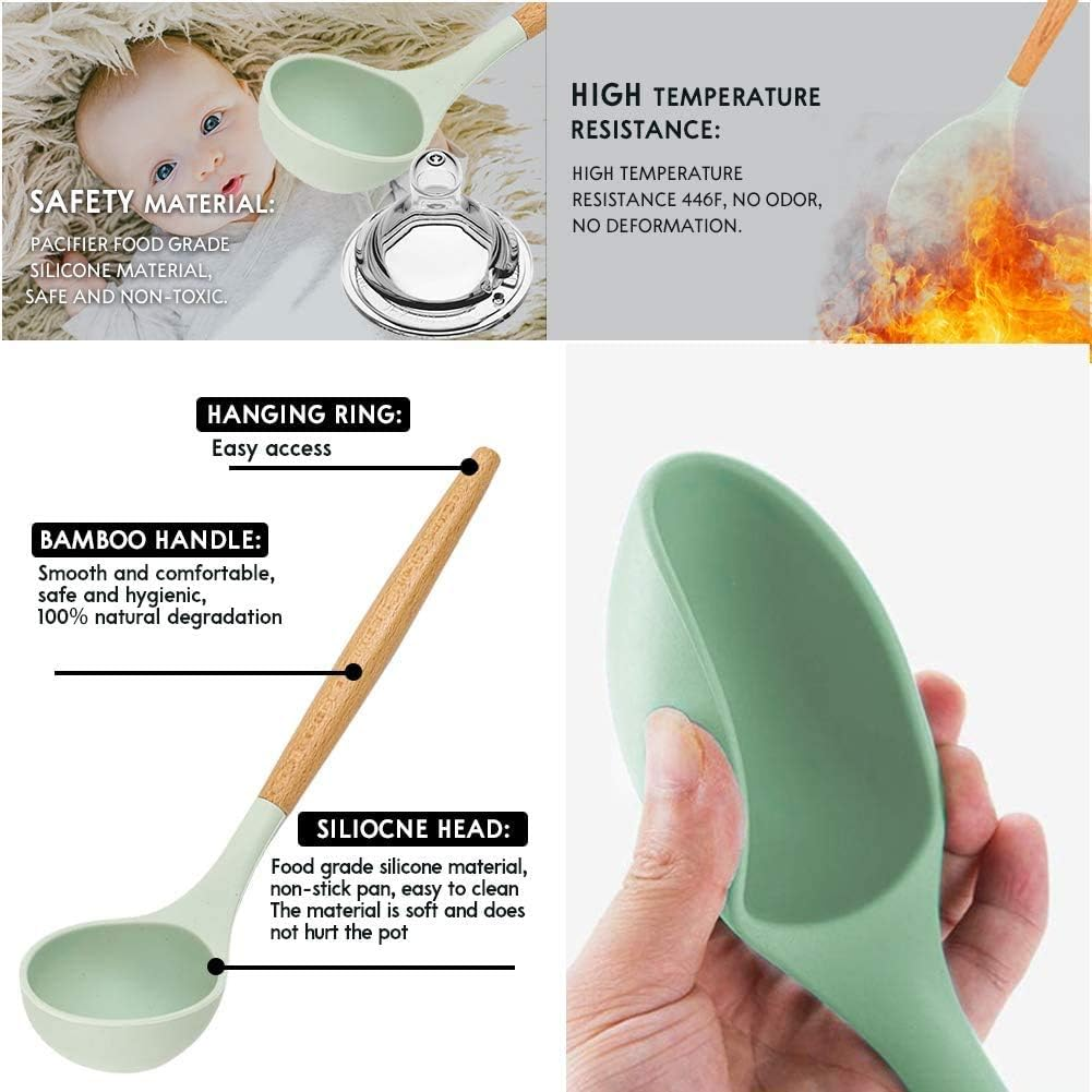 Kagoling Kitchen Utensil Set, Silicone Kitchen Utensils, Non-Stick Heat Resistant Kitchen Utensil Set with Wooden Handle, 12 Pieces, Kitchen Appliance Including Spoons, Tongs, Whisk, Spatula image number 2