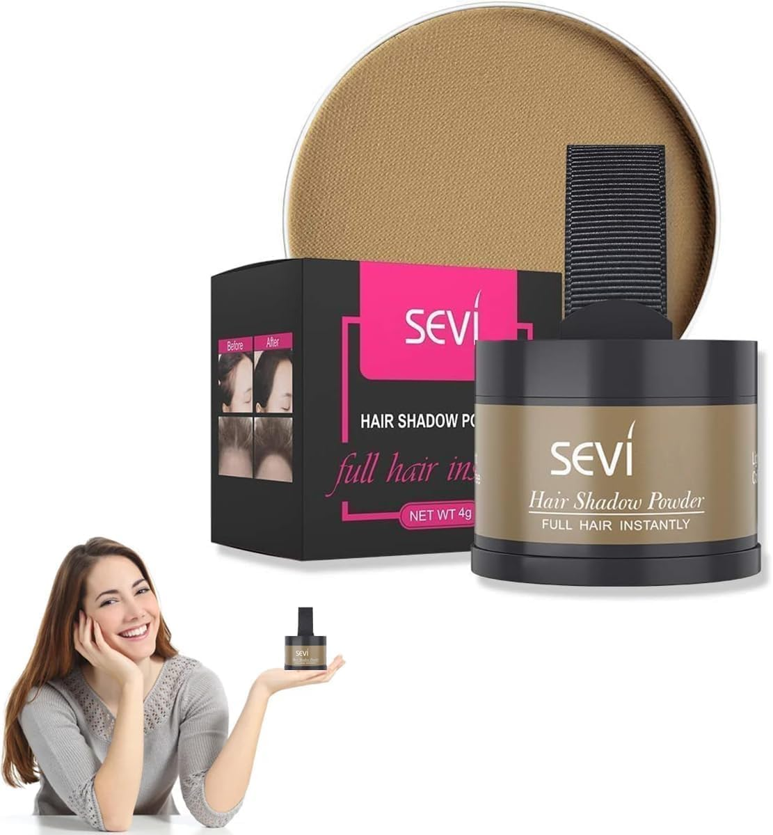 STR- Instantly Hairline Shadow &ndash; Hairline Powder, Quick Cover Grey Hair Root Concealer for Thinning Hairline, Eyebrows & Beard, Windproof & Sweatproof, Light Coffee image number 4