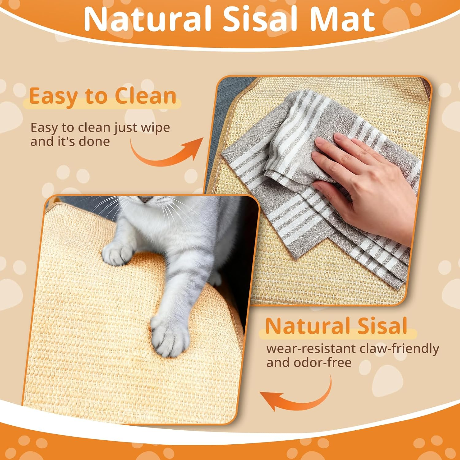 JORAGO Cat Scratcher Bed - Sisal Durable Cats Scratching Pad for Indoor Cats Lounger & Sleep & Scratch, Cozy Kitten Recliner Sofa, Sturdy Solid Wood Frame for Kitty Entertain and Rest, Kittens Gifts