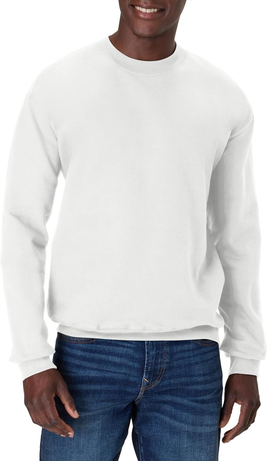 Hanes Men'S Ultimate Cotton Heavyweight Crewneck Sweatshirt, White, Xx-Large image number 3