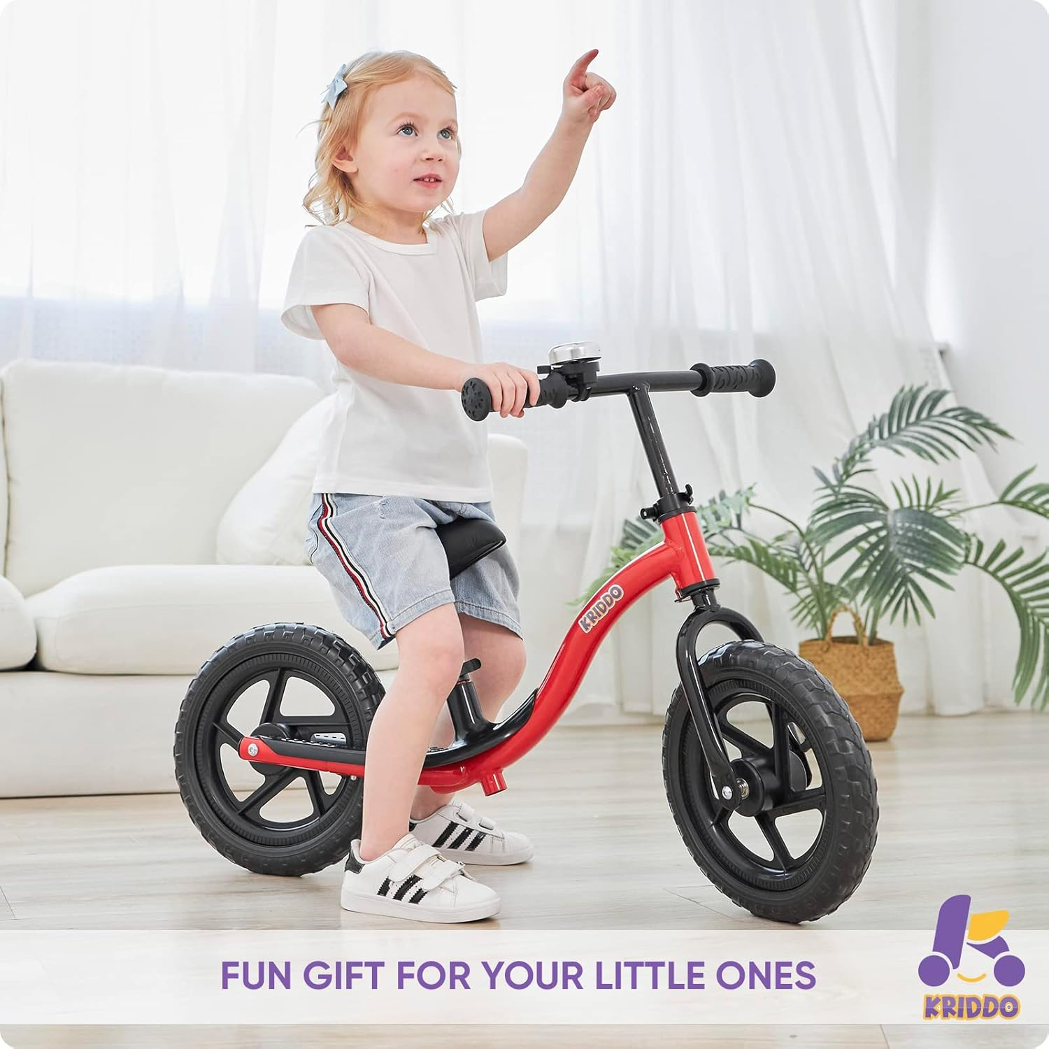 KRIDDO Toddler Balance Bike 2 Year Old, Age 18 Months to 5 Years Old, Early Learning Interactive Push Bicycle with Steady Balancing and Footrest, 2-5 Boys Girls image number 6