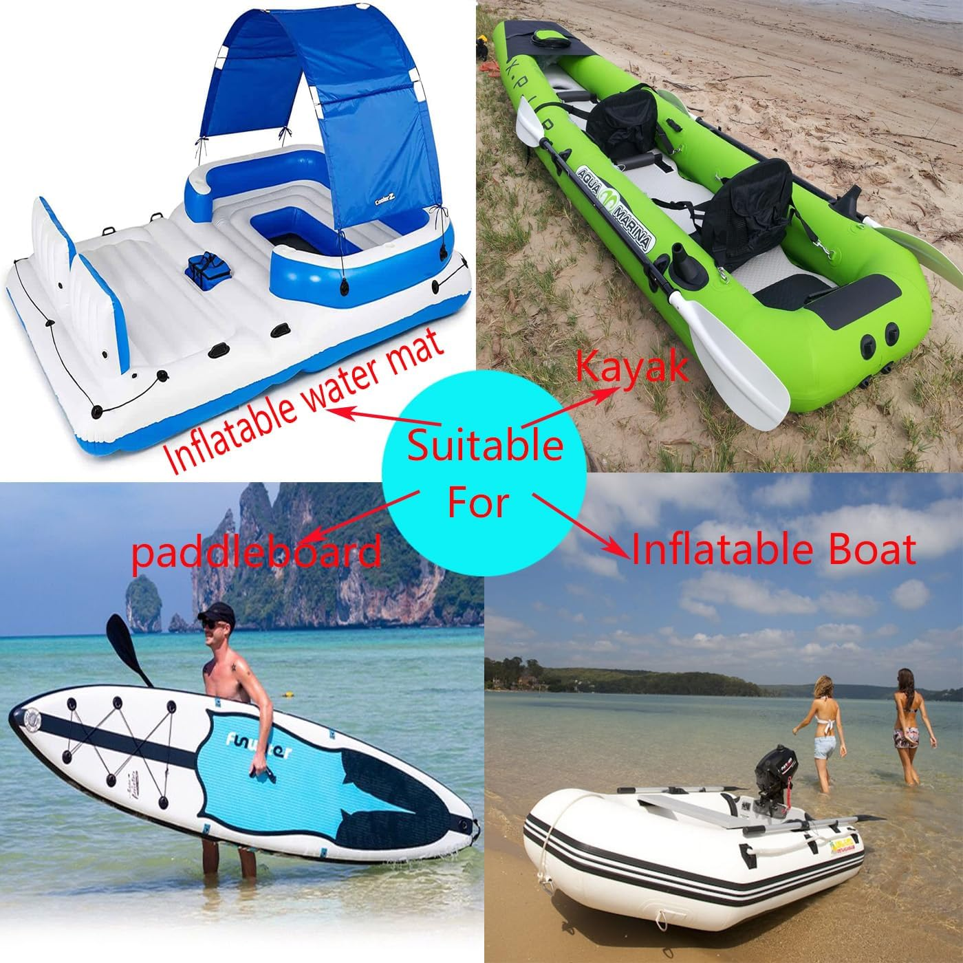 4 Pieces Pad/Patch D Rings for PVC Inflatable Boat Canoe Raft Stainless Steel D-Ring Patch Dinghy Kayak Surfboard Paddle Board image number 6