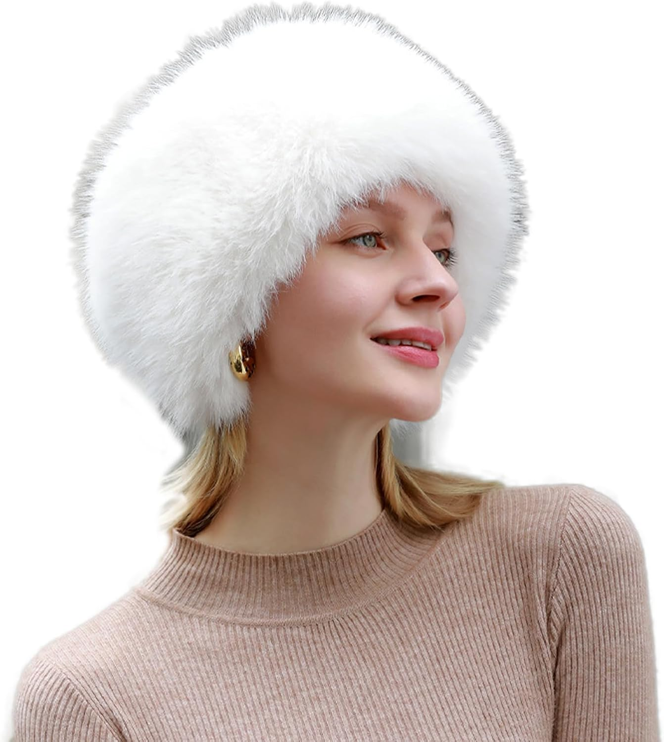 Lopsity Faux Fur Headband with Elastic Women Winter Earwarmer Ski Cold Earmuff Fuzzy Thick Earmuffs Headwrap