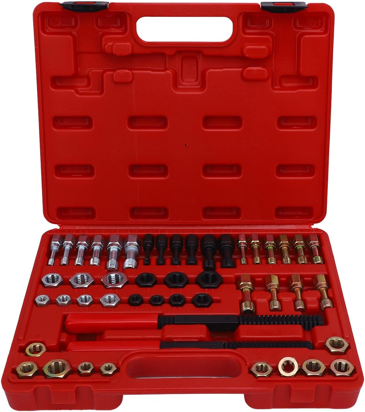 Thread Chaser Set 48Pcs Thread Repair Kit,Unc/Unf/Metric Thread Restoring Files Tap and Die Kit,With 24 Rethreading Dies,22 Rethreading Taps,2 SAE Thread Files Thread Restorer,For Most Metals image number 4