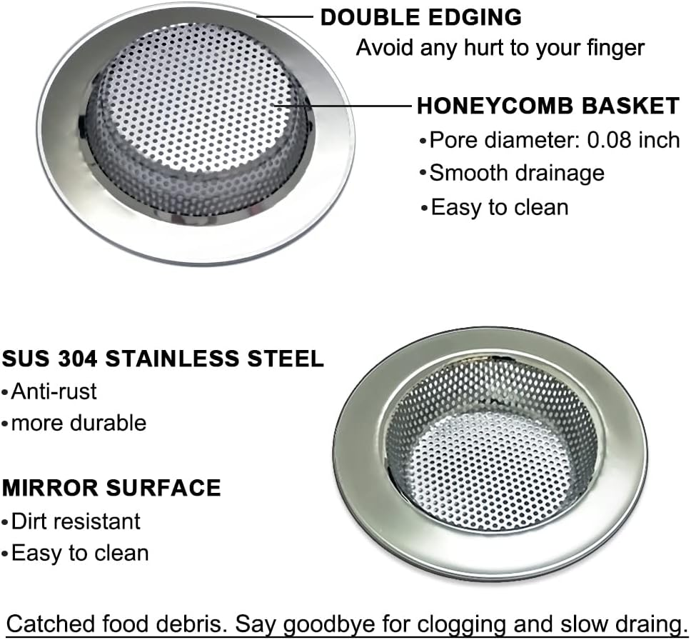 4-Piece Kitchen Sink Strainers - 4.5 Inch Stainless Steel Sink Drain Filter with Food Scraps Catcher image number 2