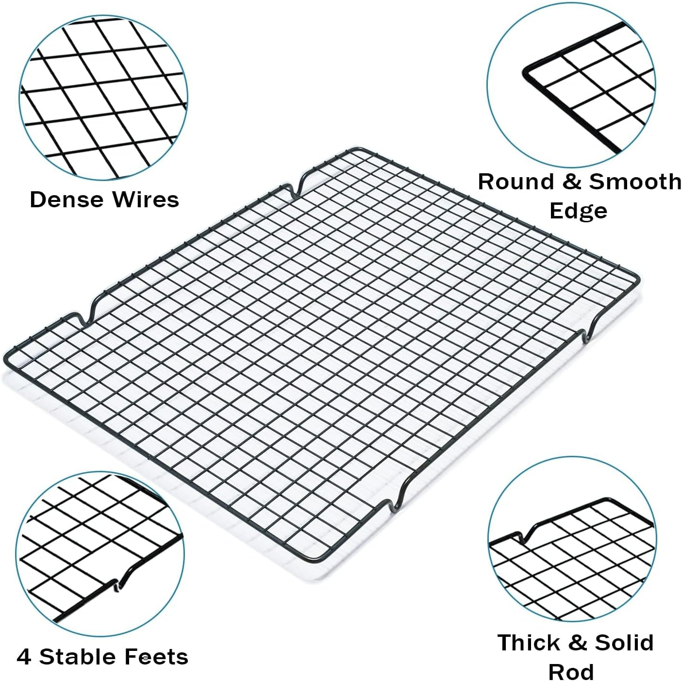 Cooling Rack 2 Sets, Cookie Cooling Wire Racks for Cooking, Baking, Roasting, Grilling, Drying, Oven Safe Grill Rack, Small Squares Grids(40 * 25Cm (2 Packs)) image number 1