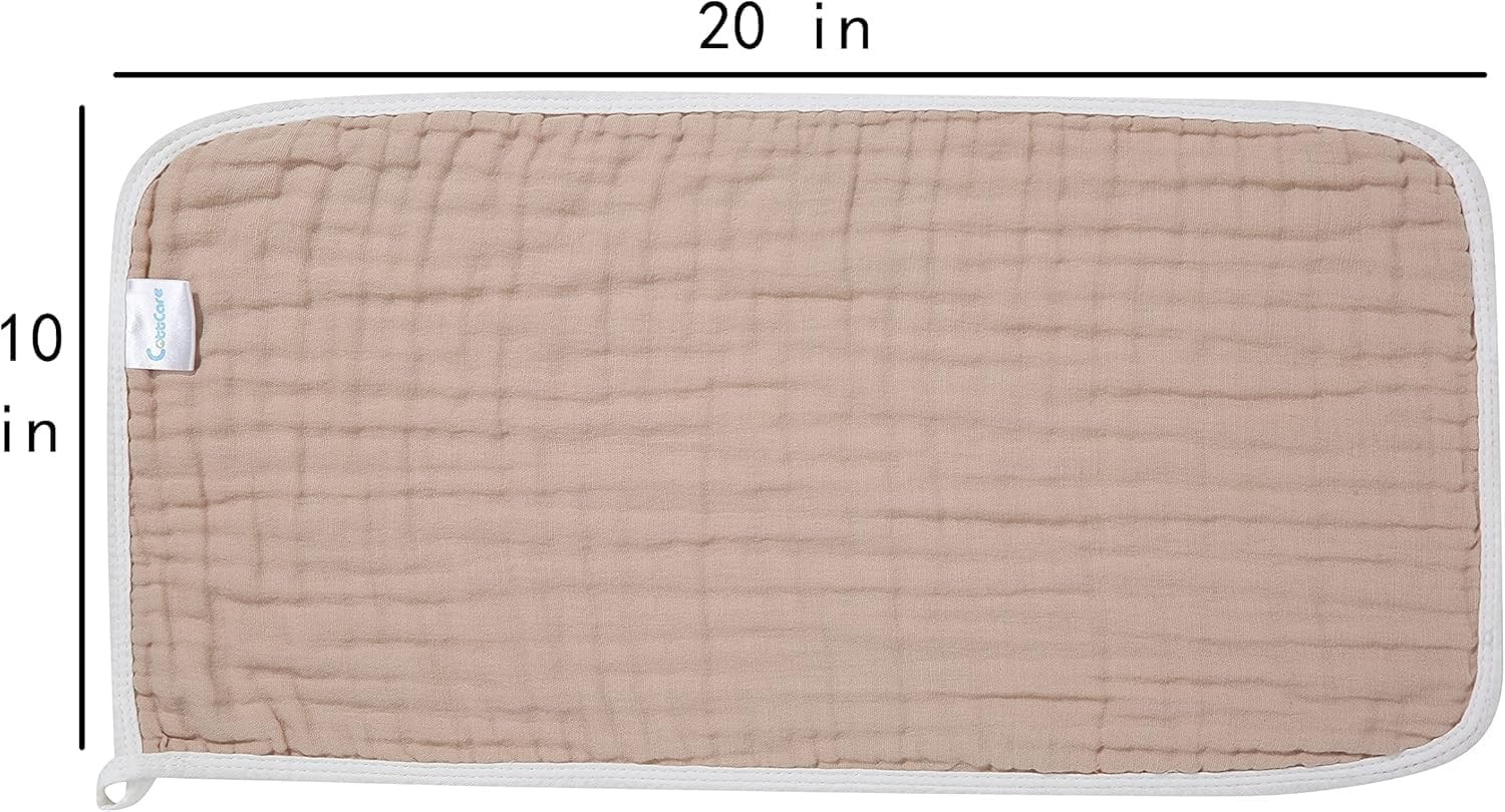 Muslin Burp Cloths for Baby Drooling - Extra Large 20X10 Inch, 6-Ply 100% Cotton, Super Soft & Absorbent - Multipurpose for Feeding, Burping, Gentle on Skin (Brown, 6 Count)