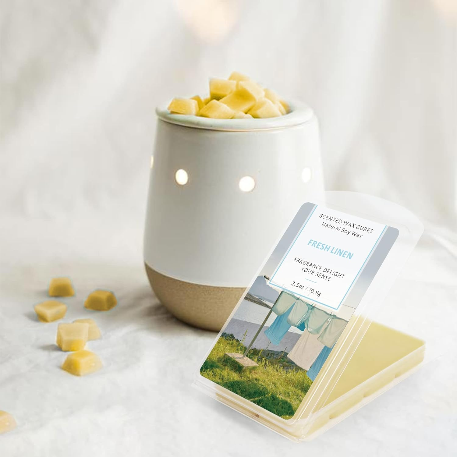 Scented Wax Melts, Wax Melts Wax Cubes, Soy Wax Cubes for Warmer, Wax Melts Set, Ocean Breeze, Fresh Linen, Bohemia Forest, Winds in Summer (4 X 2.5Oz) - Cinnamon Roll image number 4