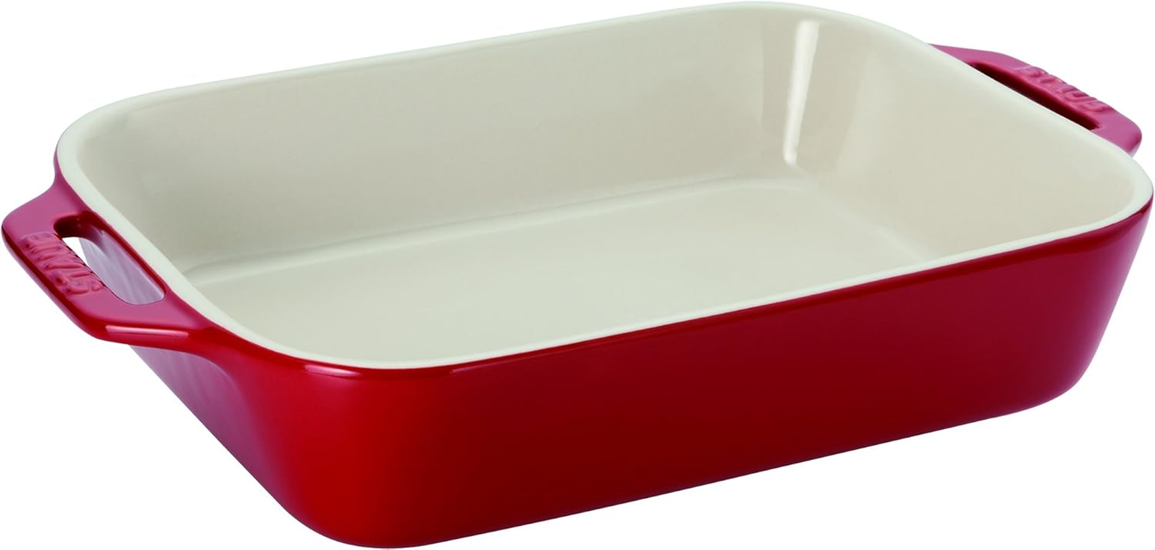 Staub Dish 40508-590 Rectangular Dish, Cherry 10.6 X 7.9 Inches (27 X 20 Cm), Ceramic Au Gratin Dish, Oven Safe and Microwave Safe image number 1