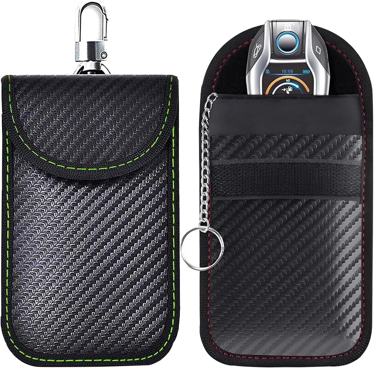 Faraday Pouch for Car Keys,Car Key RFID Signal Blocking Pouch with Keyring,Waterproof Faraday Bag Key Fob Protector,2 Pack