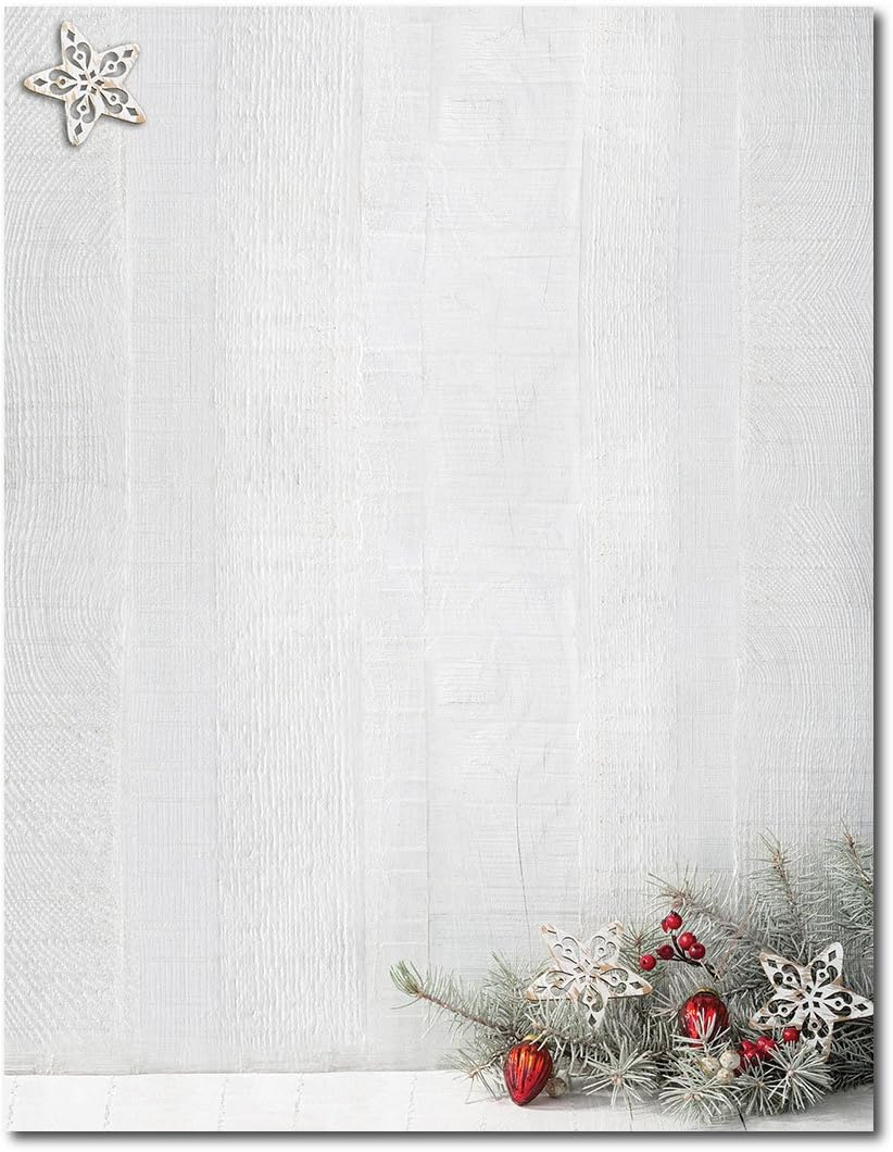 Woodsy Pine Christmas/Holiday Letterhead - 80 Sheets