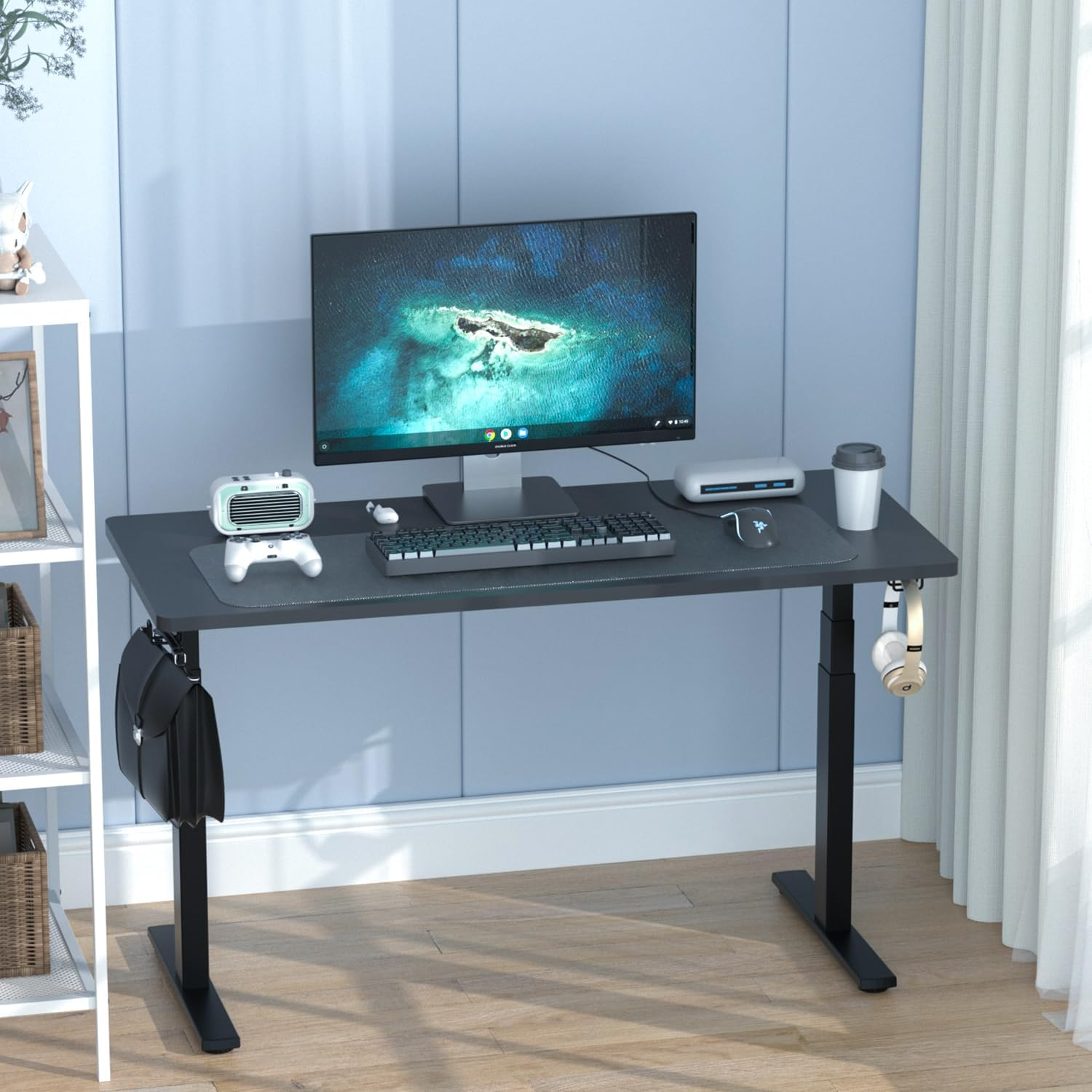ERGOMAKER Height Adjustable Standing Desk Frame without Desktop, Dual Motor Three-Stage Electric Frame with Automatic Memory Smart Handset (3 Stage|Dual Motor, Black) image number 5