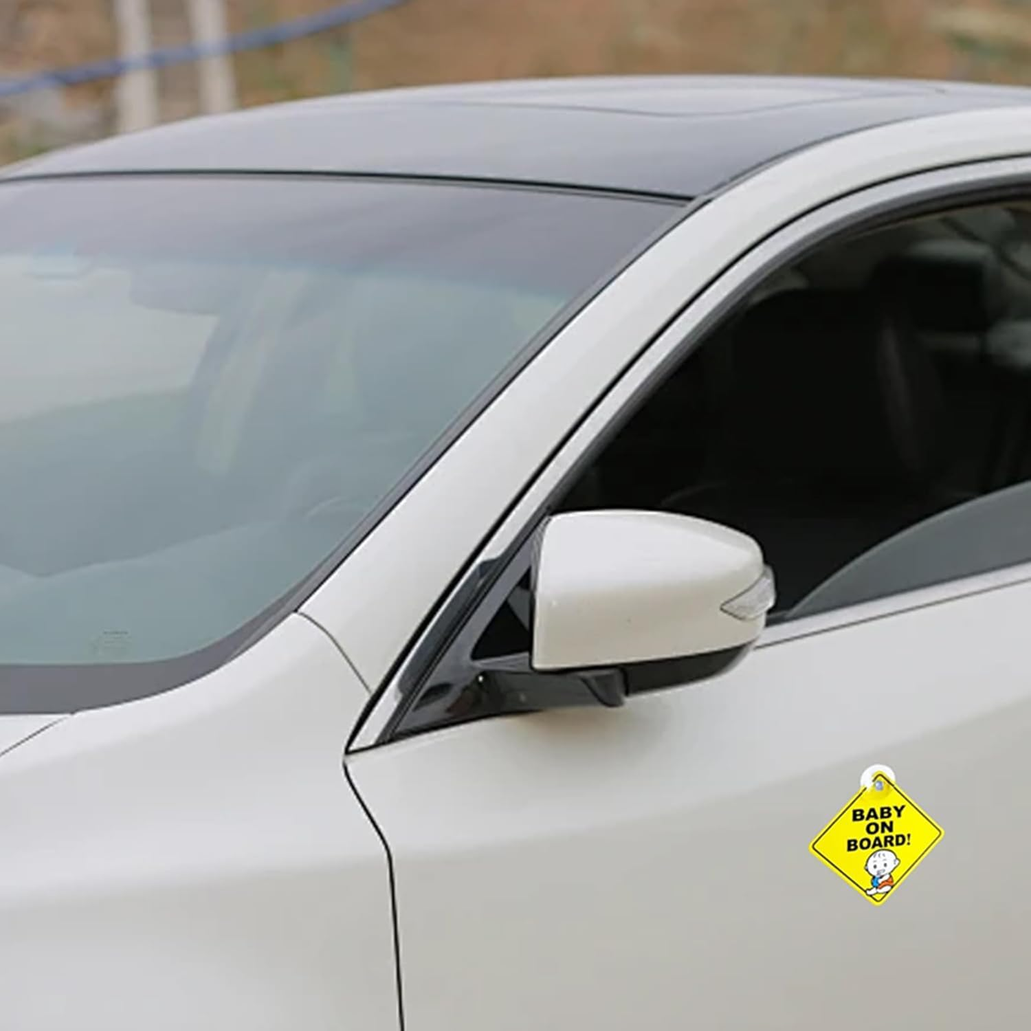 2Pcs Baby on Board Car Window Clings with Suction Cups - Reusable Safety Warning Signs for Child in Car, Removable Sticker Decals for Back/Side Windows, No Residue image number 4