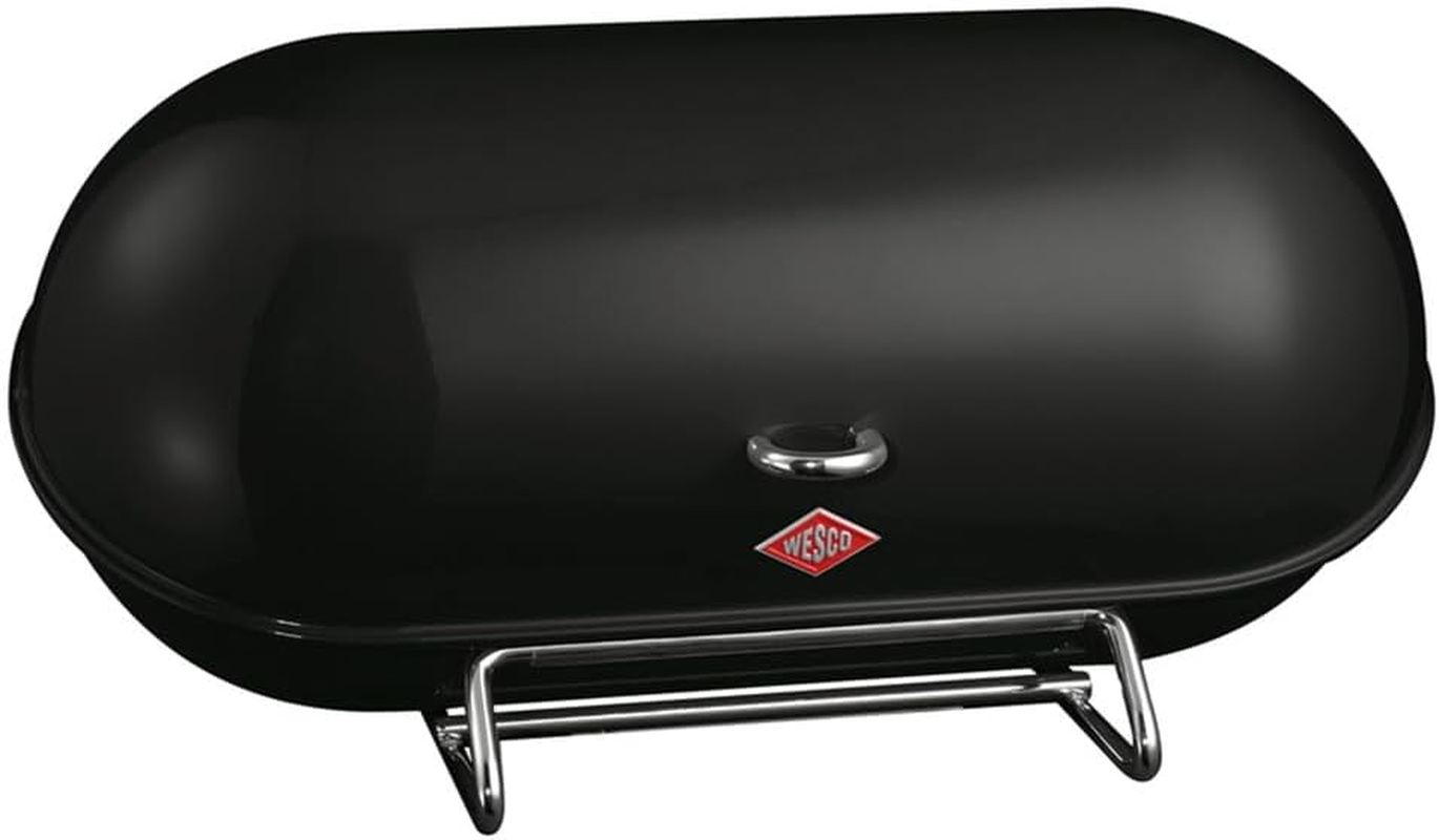 WESCO Breadboy Bread Bin with Rattle-Free Swivel Lid in Red, Powder-Coated Sheet Steel, Ventilation Holes and Sturdy Handle