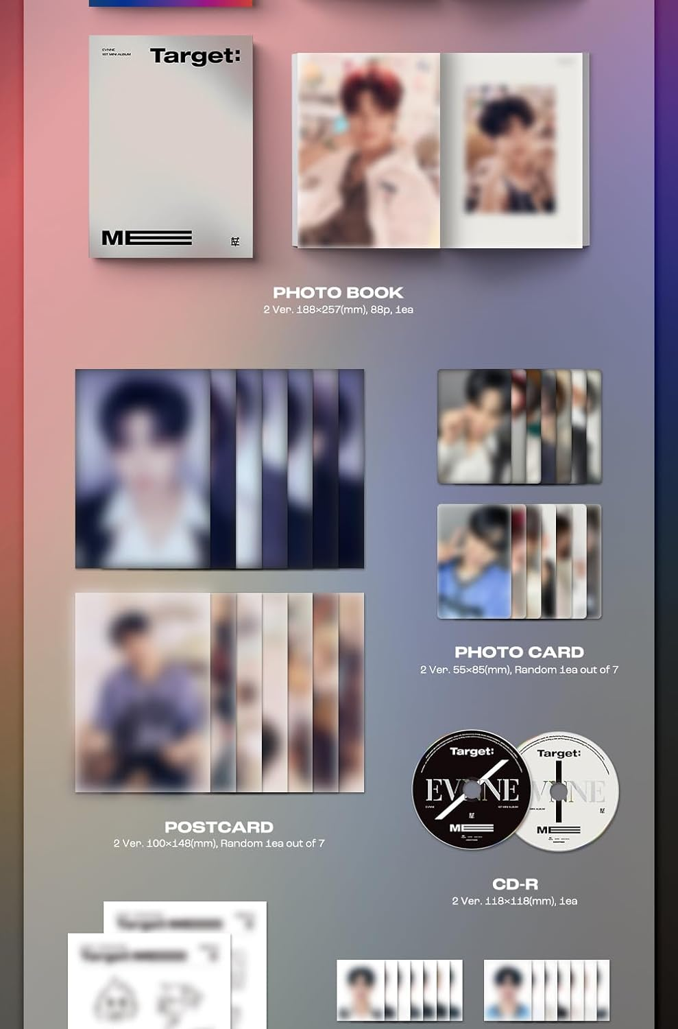 EVNNE Target : ME 1St Mini Album Standard V Version Cd+88P Photobook+1P Folding Poster on Pack+1P Photocard+1P Postcard+1Ea Sticker+1P ID Photo+1P Message Card+Tracking Sealed image number 6