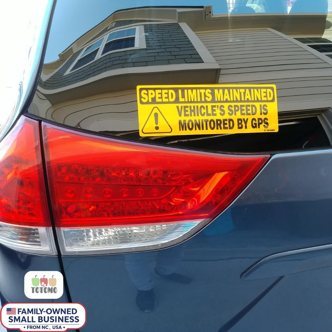 TOTOMO 2Pk Vehicle Speed Is Monitored by GPS Speed Limits Are Maintained Sticker 10"X3.5" Highly Reflective Premium Quality Car Safety Caution Sign #SDM-14 image number 6