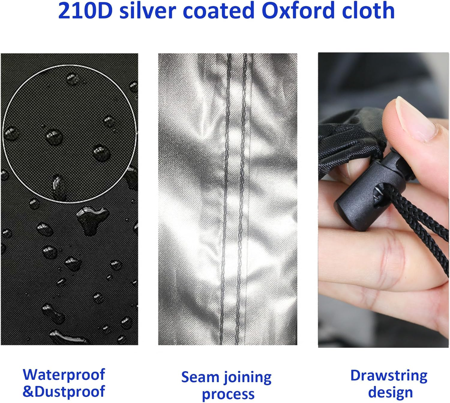 Reyoung 2Pcs 420D BBQ Gas Grill Cover Heavy Duty Waterproof, Dust-Proof, Anti-Uv, Cover with Drawstring and Adjustable Straps for Weber, Dyna-Glo, Nexgrill &ndash; Gas Grill Cover (190 * 71 * 117CM) image number 4