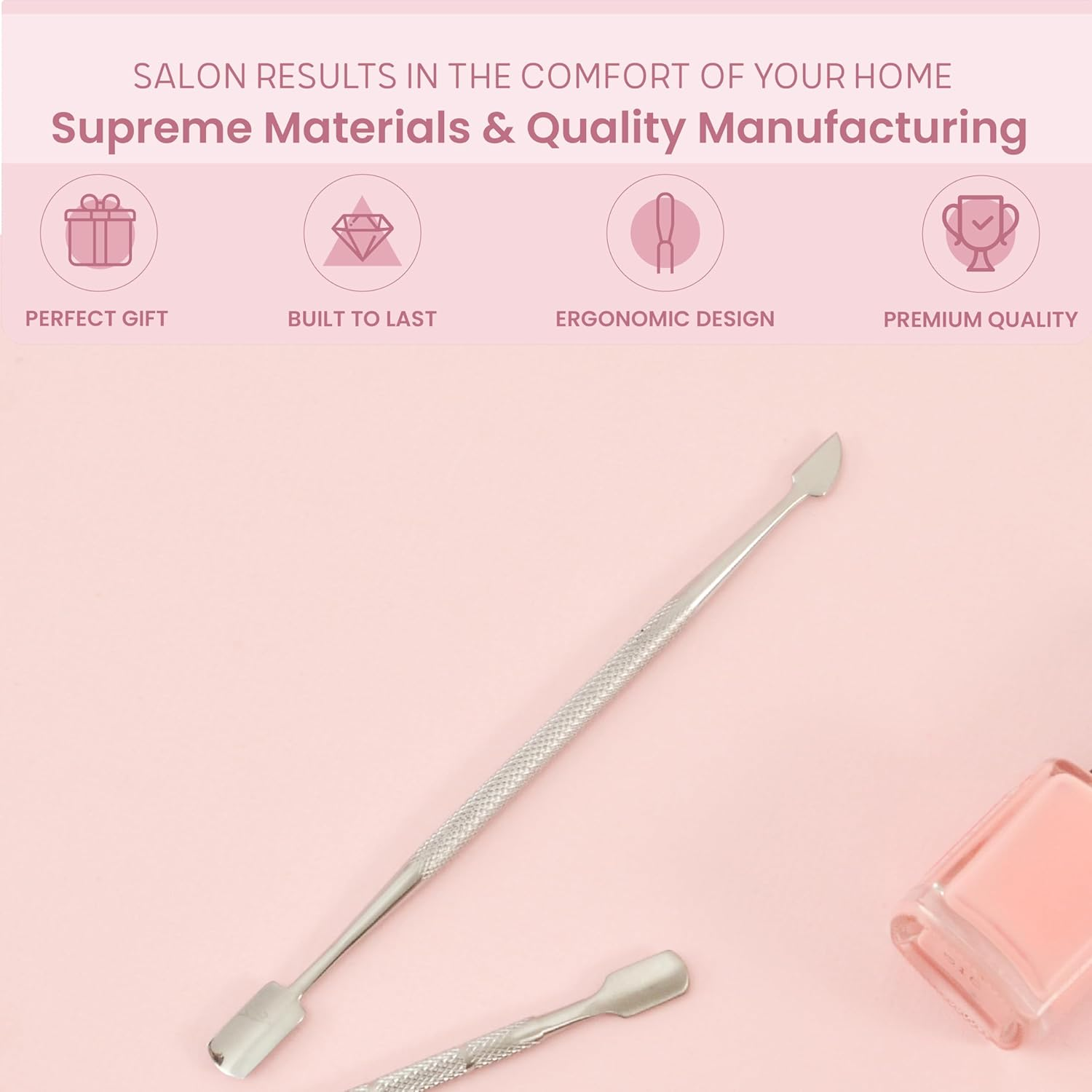 Malva Belle Cuticle Pusher & Spoon Nail Cleaner - Cuticle Remover & under Nail Cleaner Tool - Stainless Steel Cuticle Pusher Tool - Nail Cleaner - for Women - Cuticle Care Kit image number 3