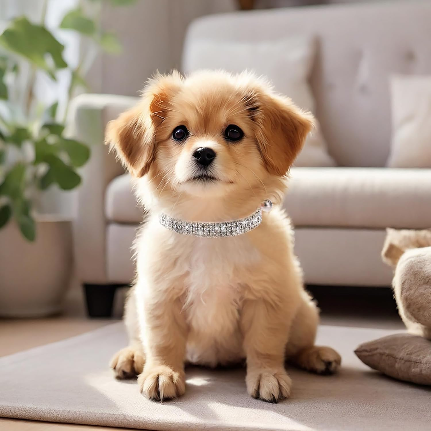 Psyqtsuary Pink Cat Collar with Bell, Rhinestones, Soft Breakaway Collar, Adjustable, Cute Cat Collar, Bling Cat Collar, Cat Accessories, Small Dog and Cat image number 1