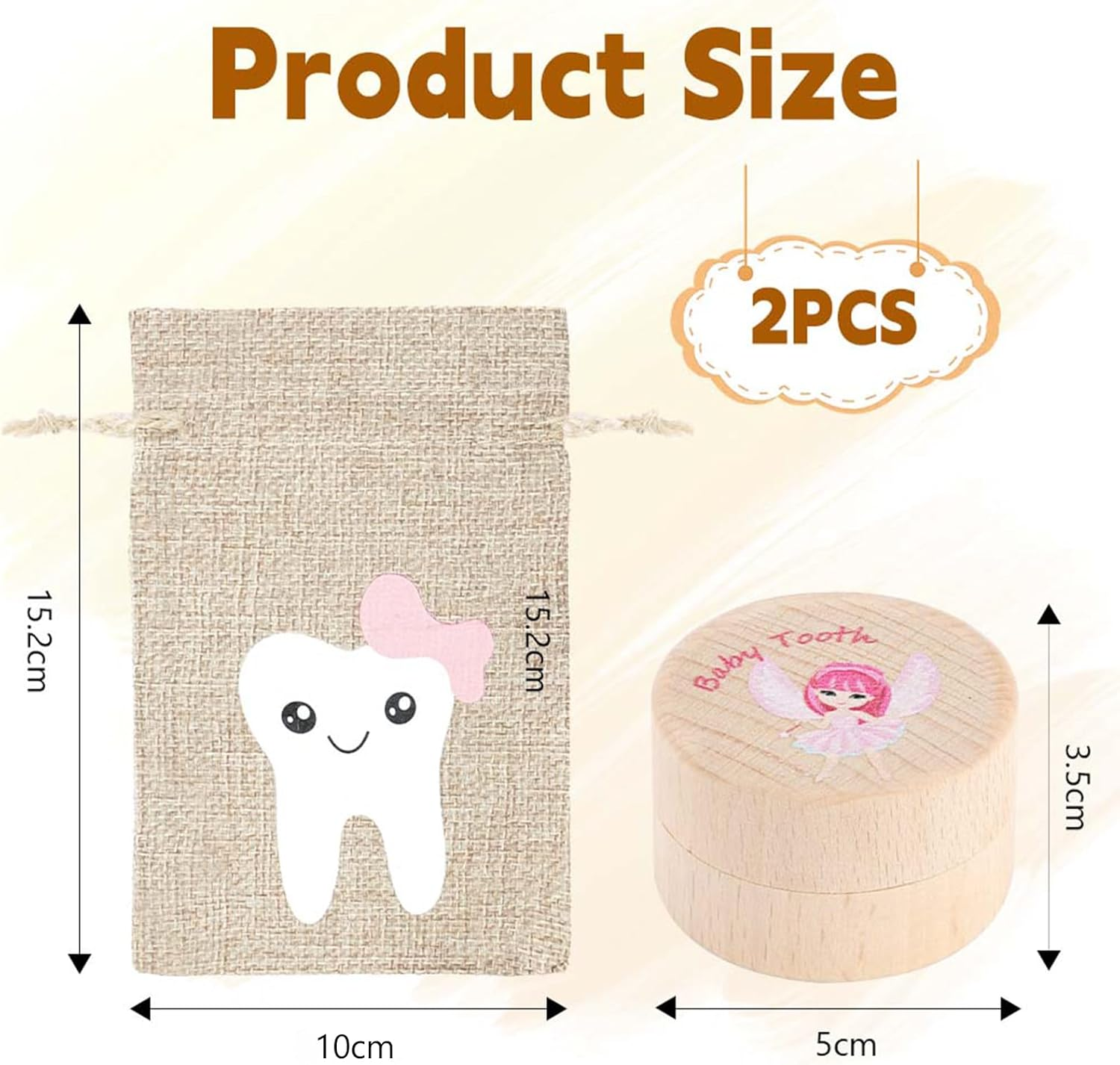 Tooth Fairy Box with Tooth Fairy Bag,Wooden Baby Keepsake Box,Baby Teeth Storage Box for Lost Teeth,Newborn Wood Case for Boys Girls Gift（Fairies） - Boy image number 2