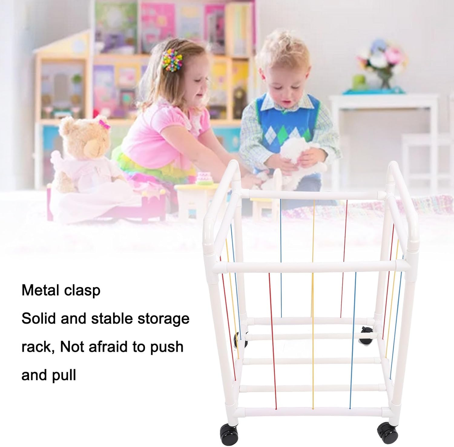 Stuffed Animal Zoo Cage, 19.69X19.69X19.69In Stuffed Animal Storage Zoo Holder Standing, Kids Toy Storage Organizer Shelves Basket with Elastic Cord, Plush Storage (C Double image number 2